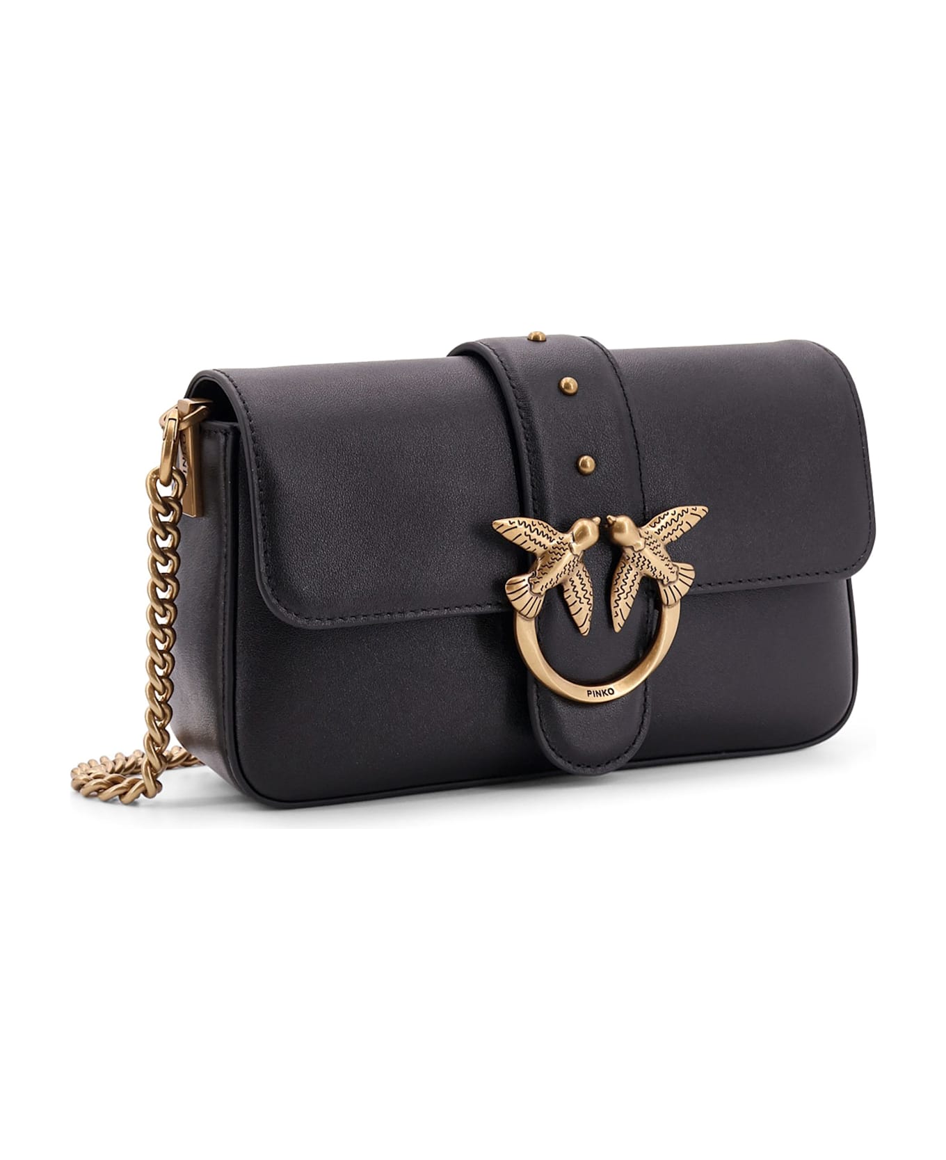 Pinko Love One Mini Shoulder Bag - Q Nero Antique Gold