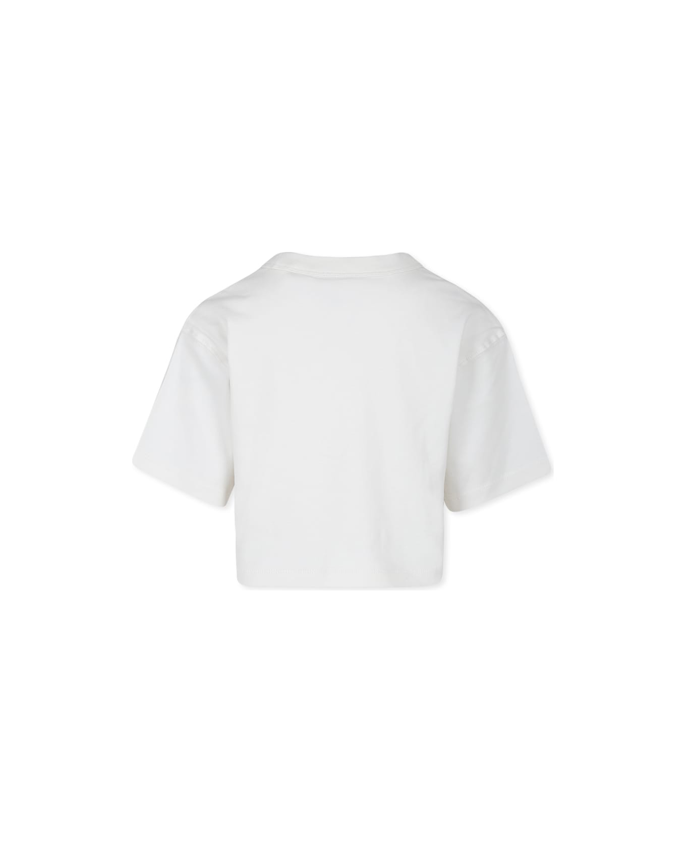 Calvin Klein Ivory Crop T-shirt For Girl With Logo - Ivory