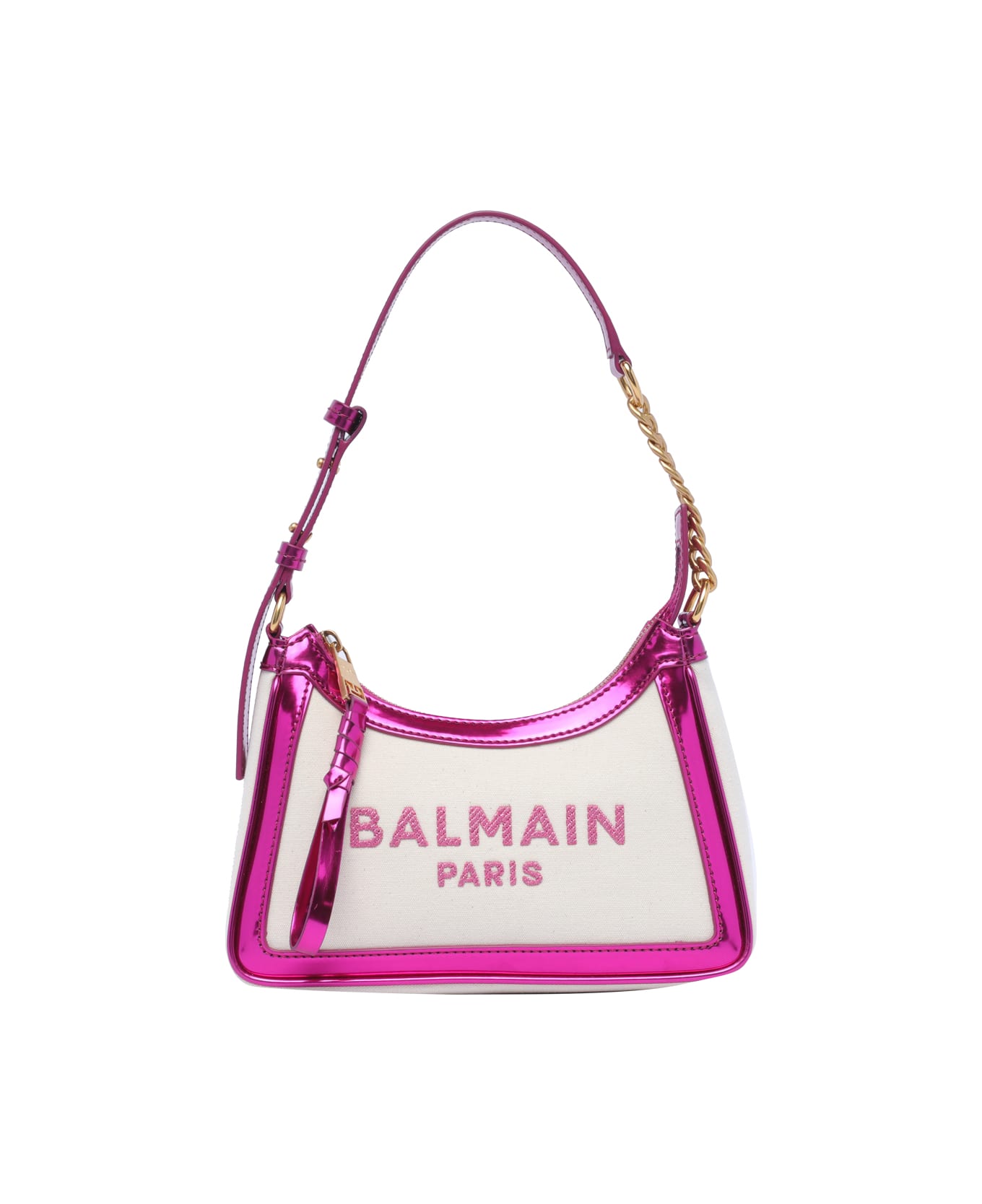 BALMAIN B-Army Woven Raffia Shoulder Bag Natural Fuchsia – Past