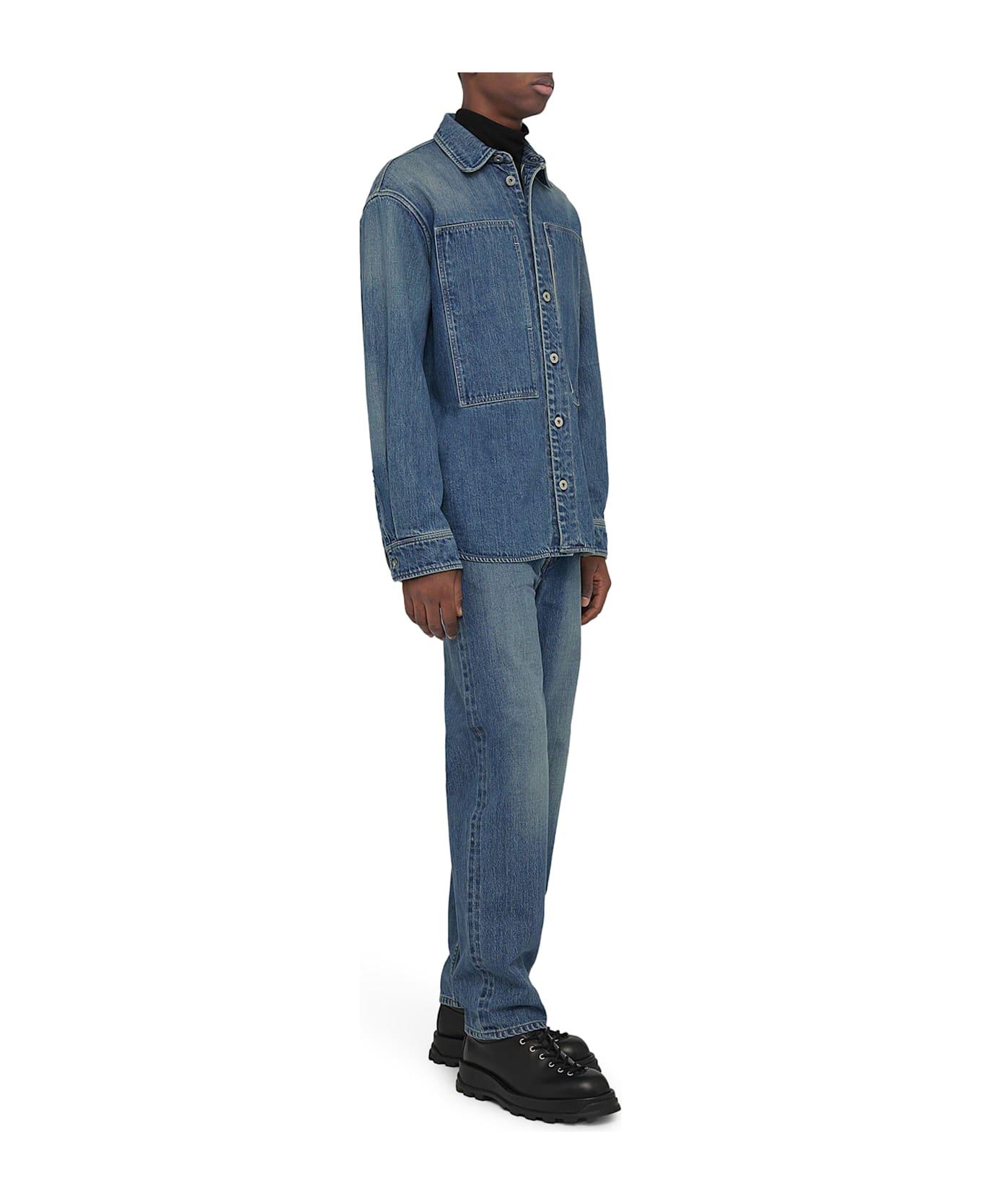 Jil Sander Logo-patch Cotton Tapered Jeans - Canard