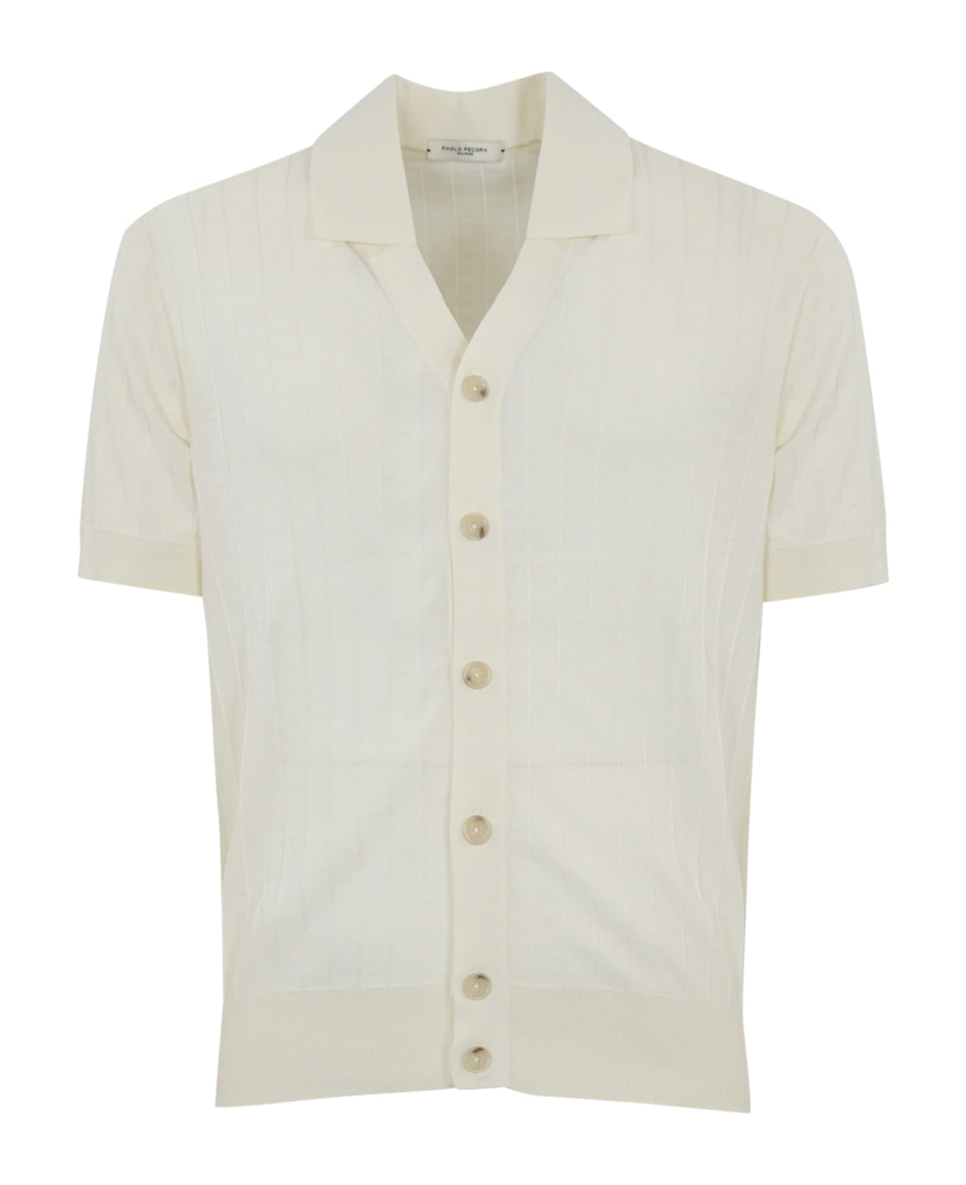 Paolo Pecora Silk And Cotton Knit Shirt - Grigio/ecrù