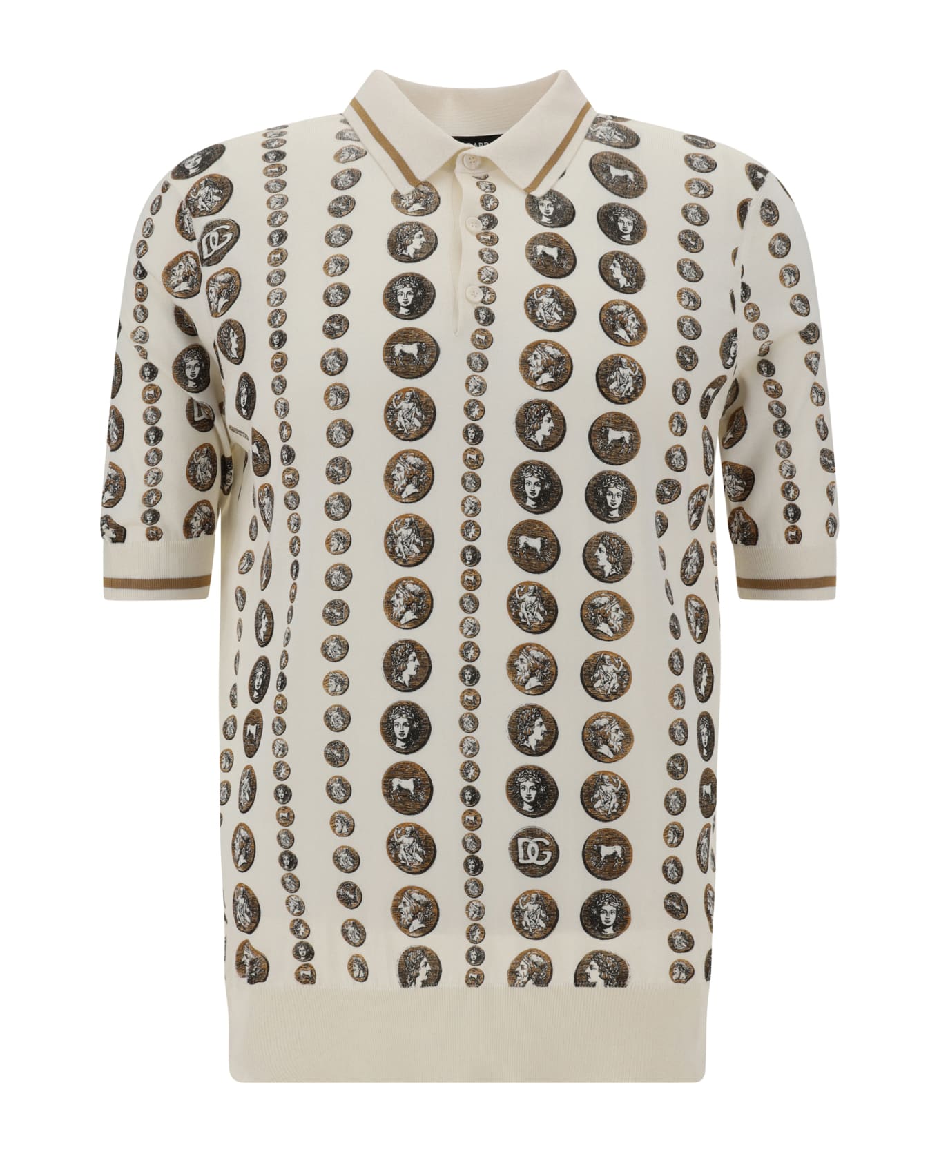 Dolce & Gabbana Silk Polo Shirt - Monete F.do Bco