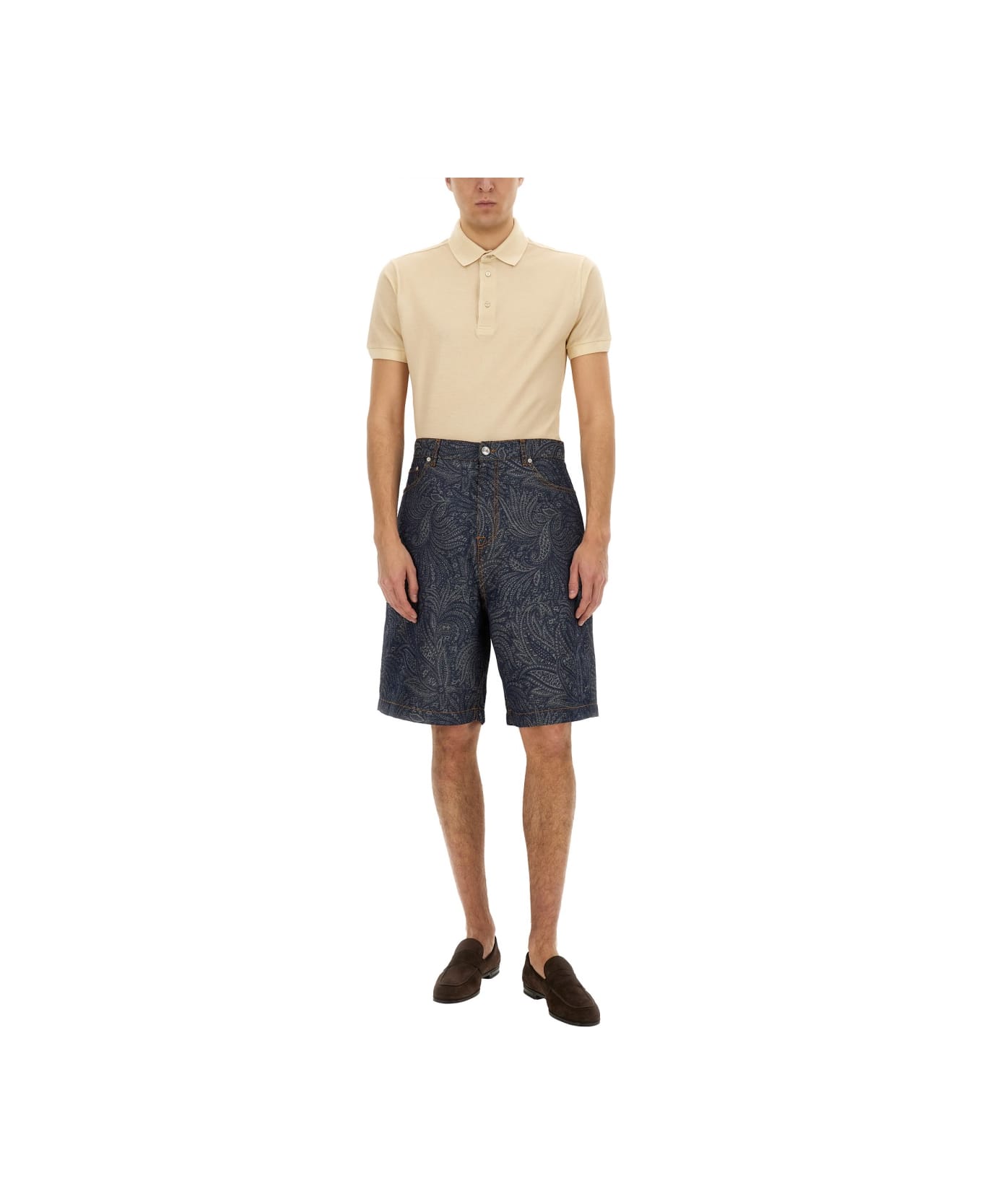 Etro Jacquard Denim Bermuda Shorts - DENIM