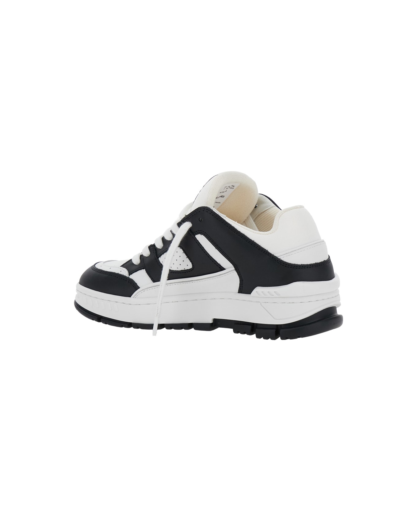 Axel Arigato 'area Lo' Black And White Low Top Sneakers With Laminated Leather In Leather Blend Woman - White/black