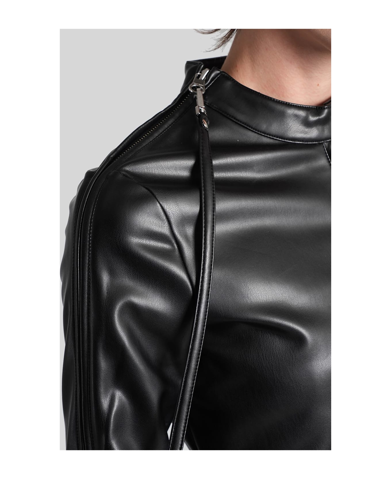 Courrèges Biker Jacket In Black Polyuretan - black