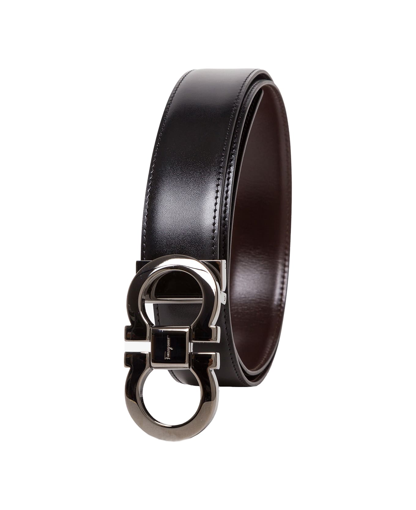 Ferragamo Black Double Hook Reversible Belt Man - Black ベルト