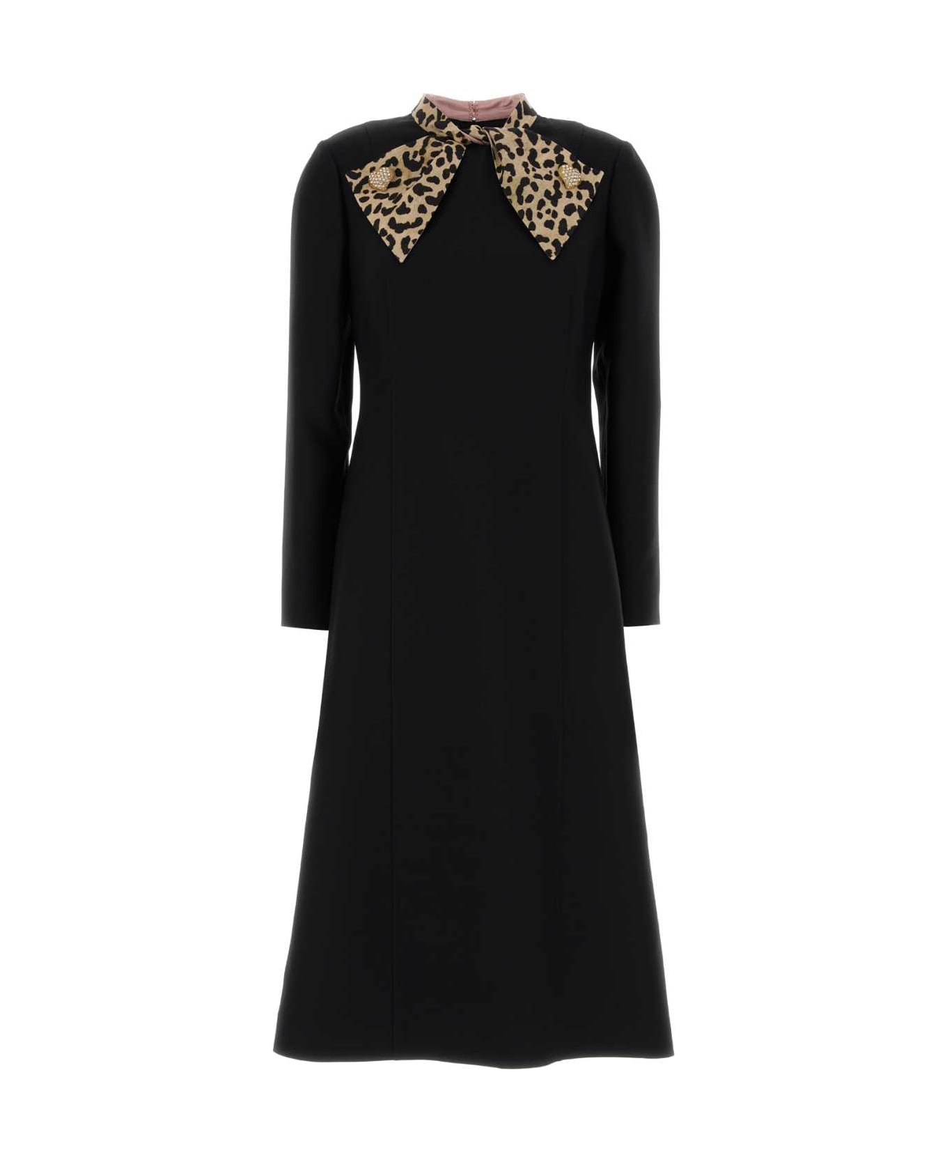 Valentino Garavani Black Crepe Dress - NEROANIMALIER