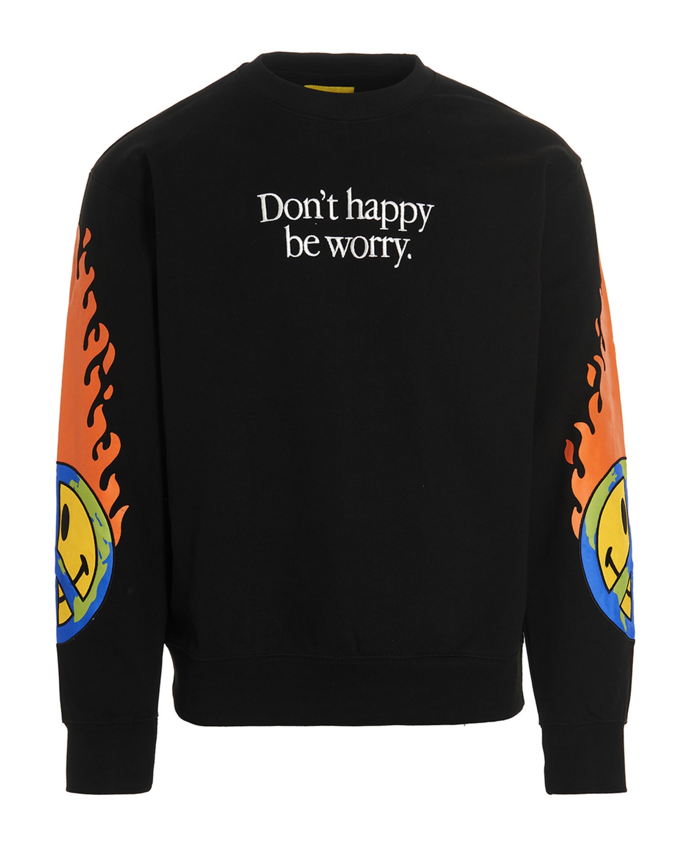 Market 'smiley Earth On Fire' Sweatshirt - BLACK