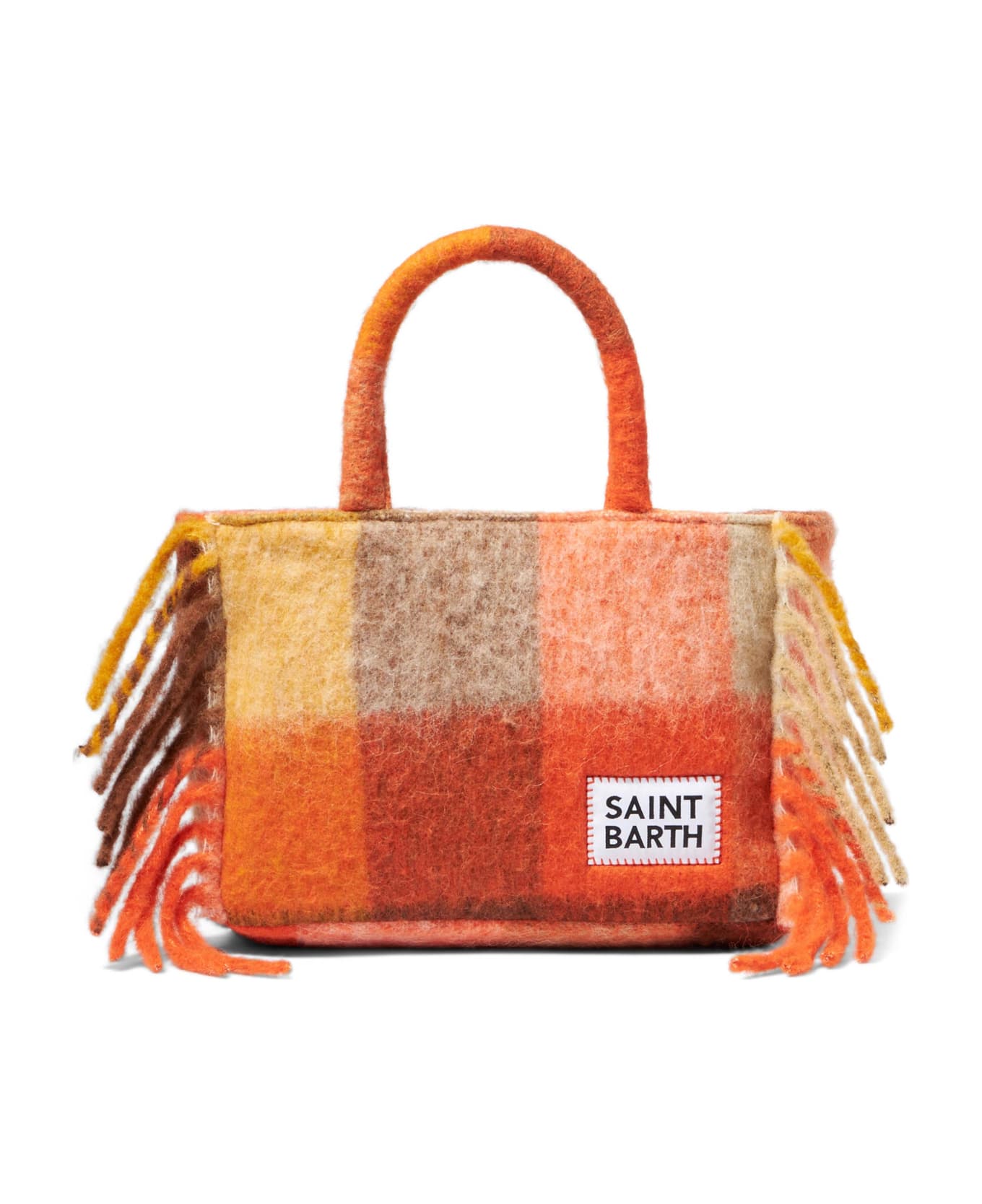 MC2 Saint Barth Colette Handbag With Multicolor Check And Fringes - BROWN