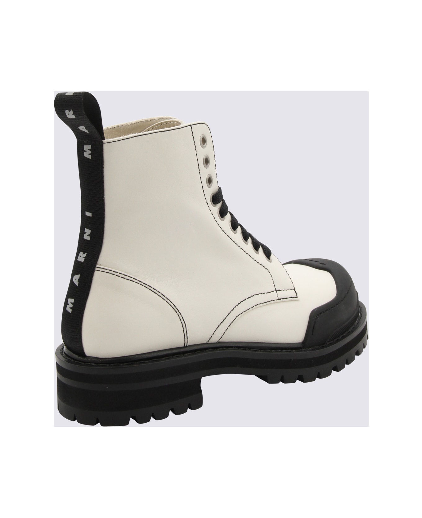 Marni White Leather Dada Army Combat Boots