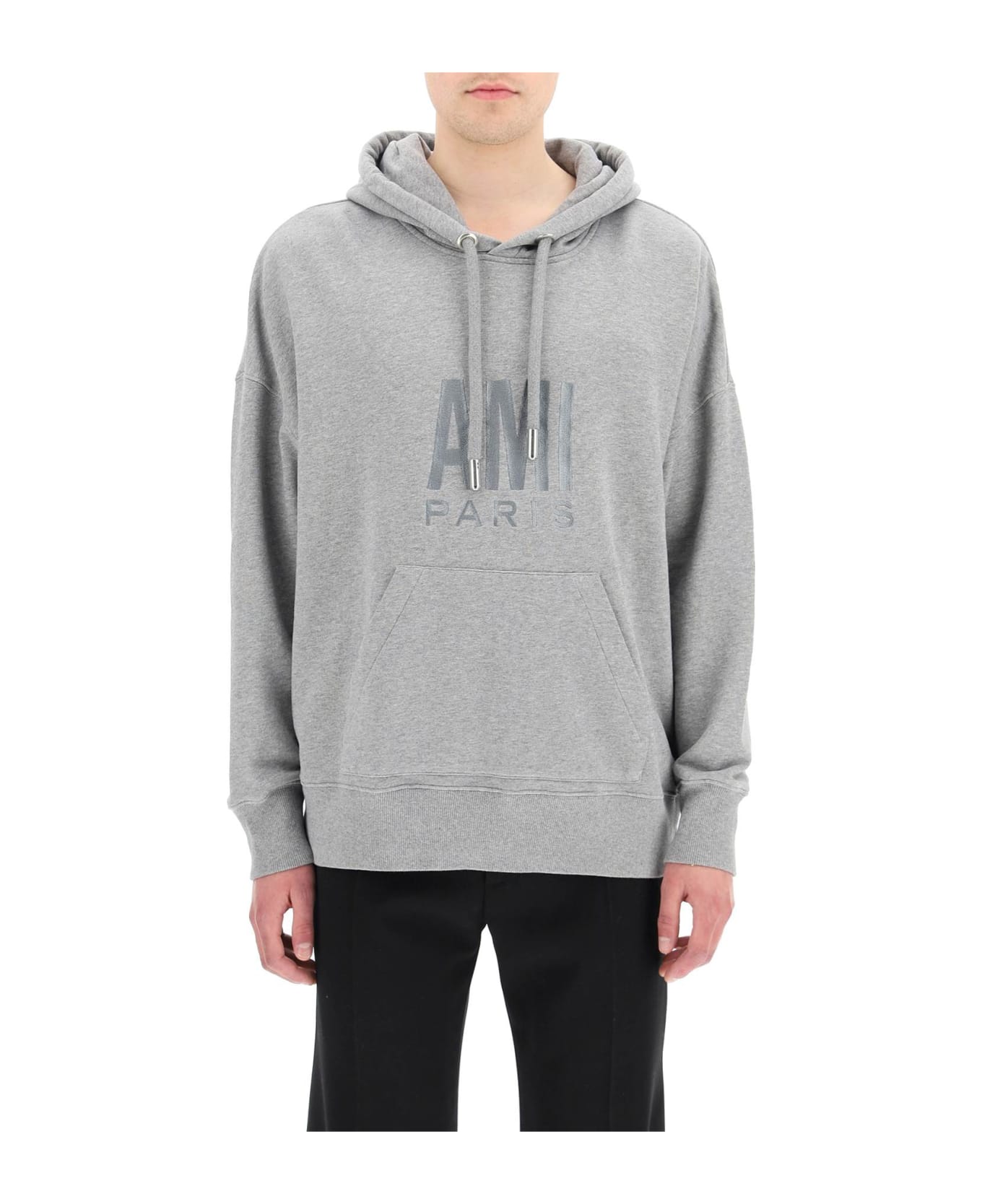 Ami Alexandre Mattiussi Logo Embroidery Hoodie - HEATHER GREY (Grey)