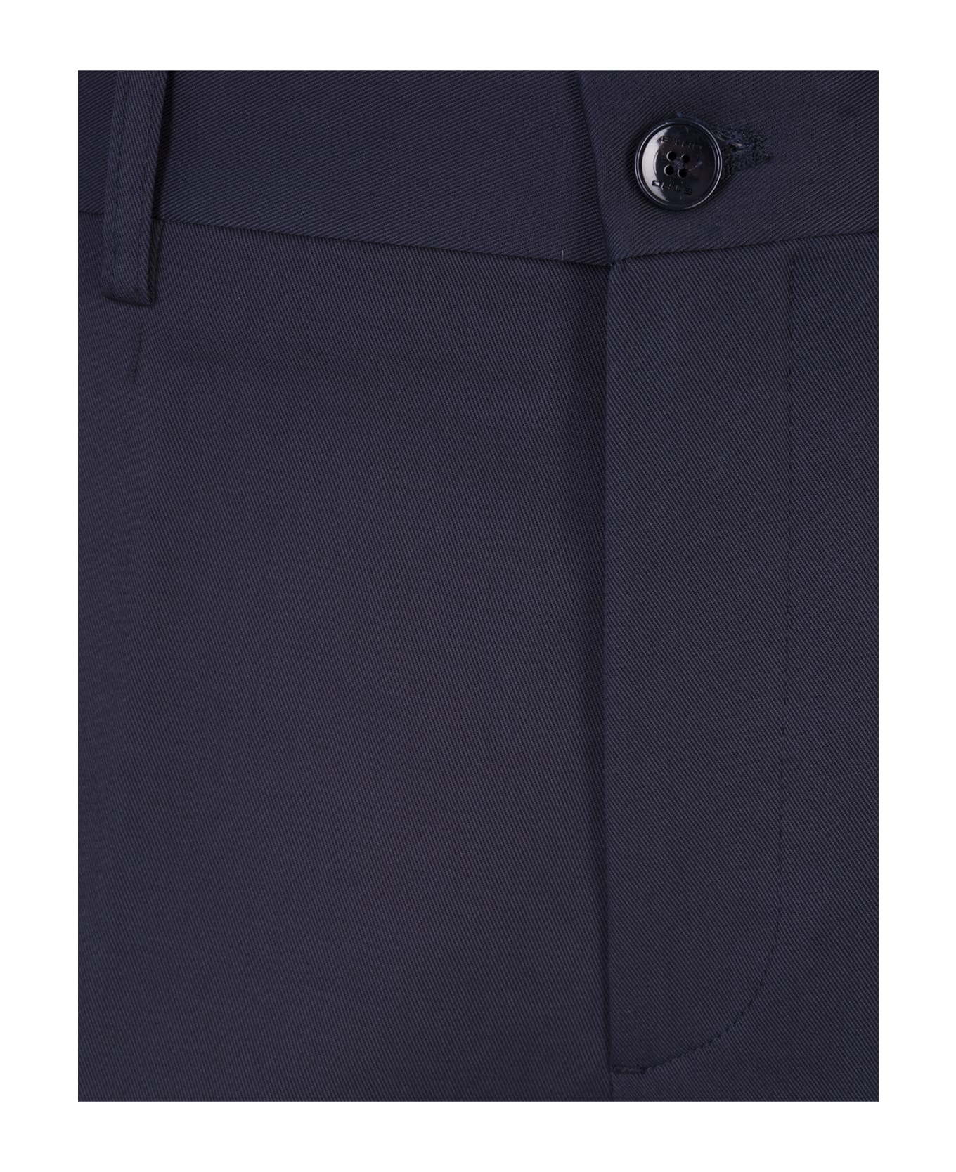 Etro Classic Trousers In Navy Blue Stretch Cotton ボトムス