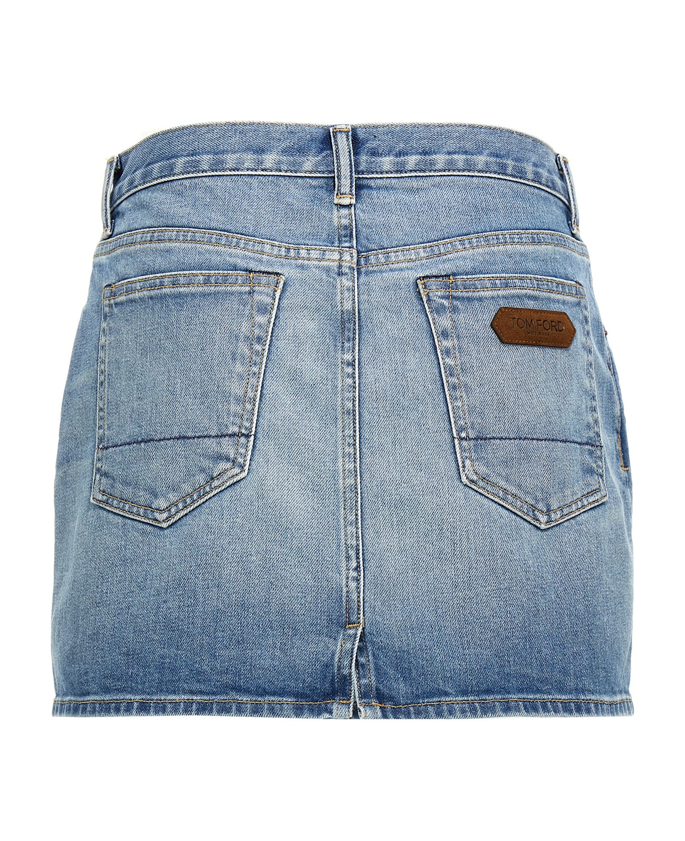Tom Ford 'summer Stone Washed Denim Mini' Skirt - Light Blue