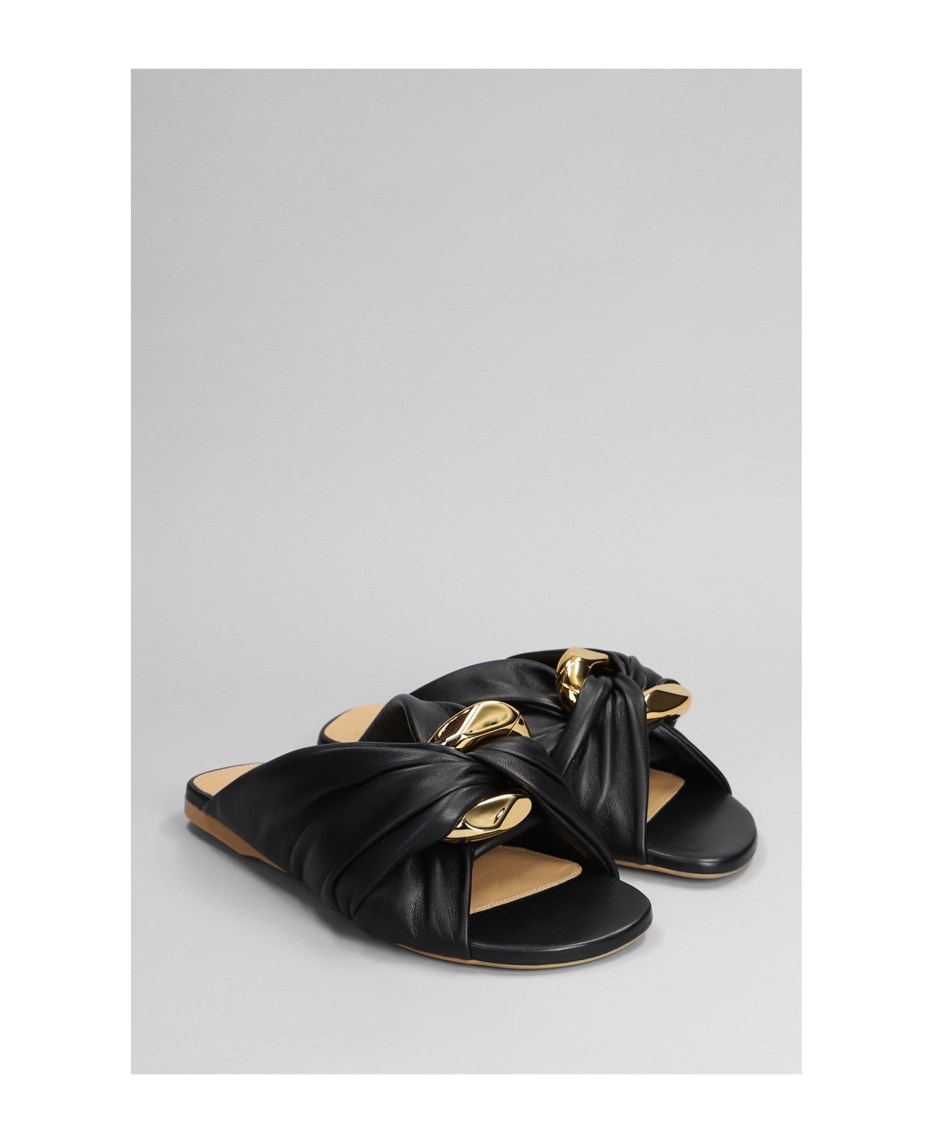 J.W. Anderson Corner Heel Flats In Black Leather - black