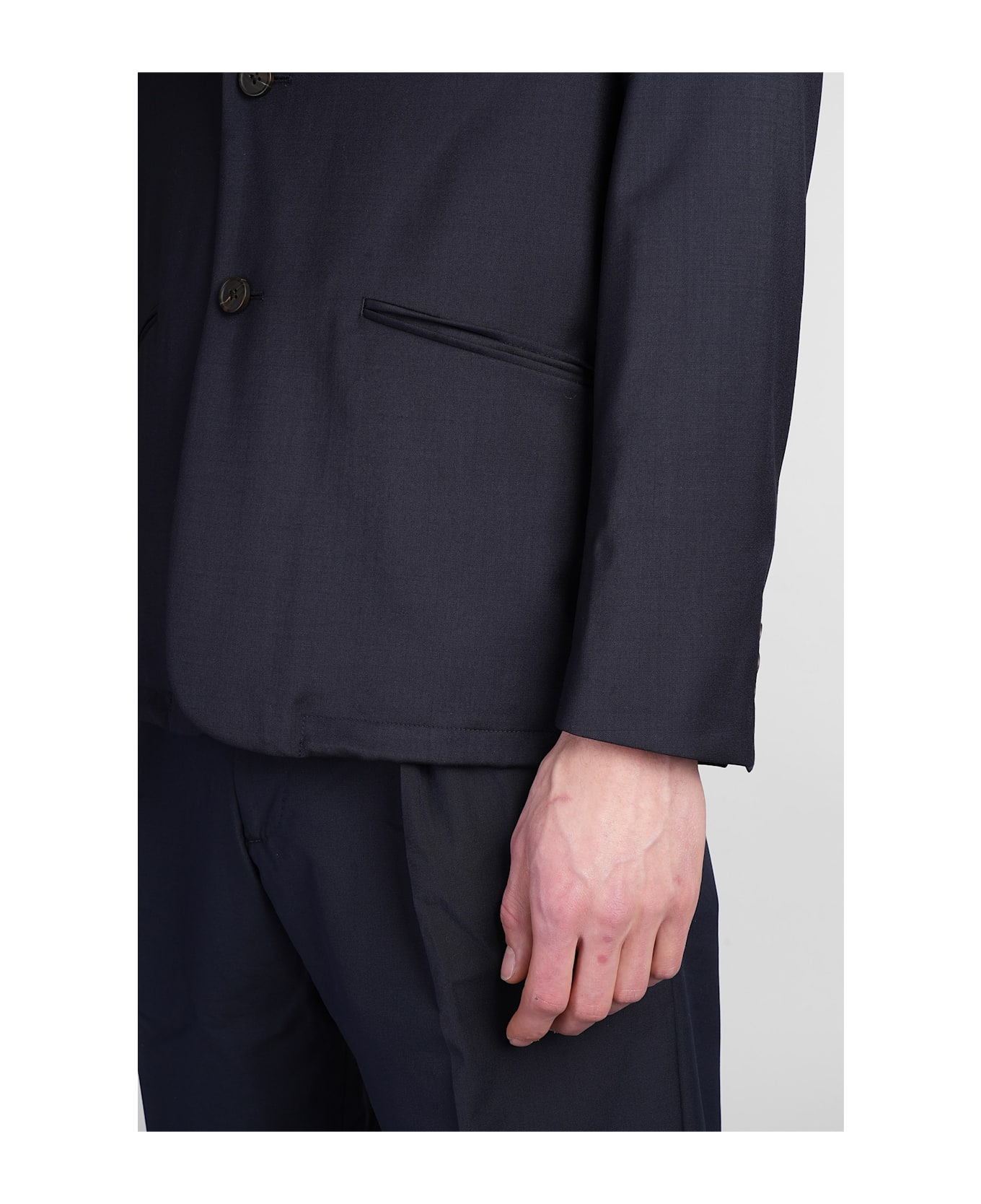 Emporio Armani Blazer In Blue Wool - blue