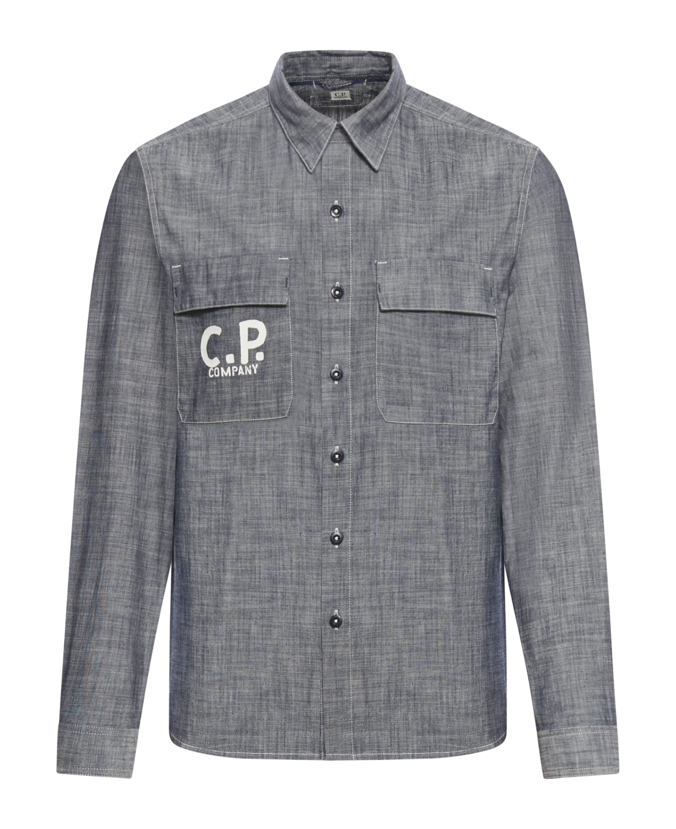 C.P. Company Chambray Long Sleeved Logo Shirt