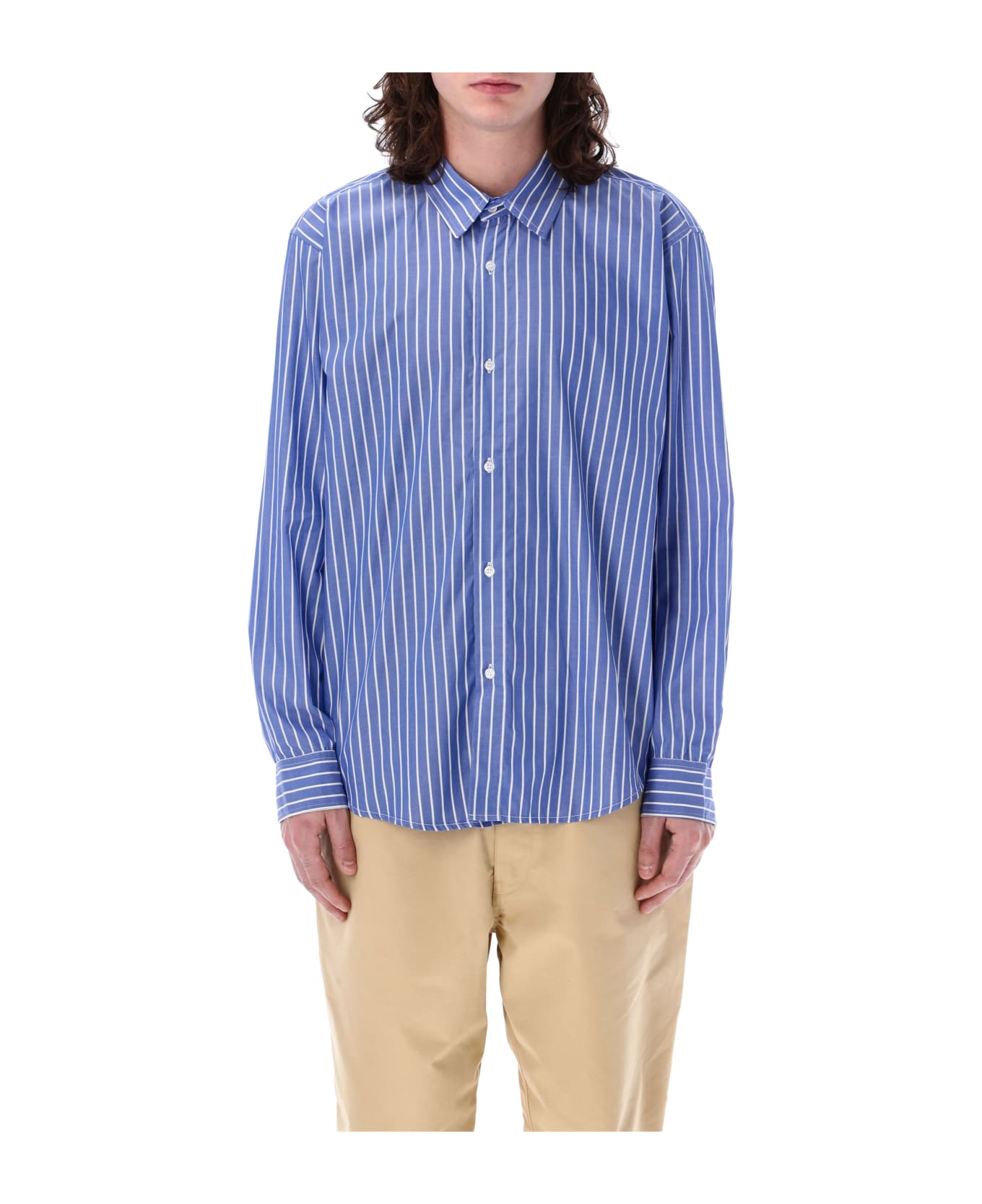 Pop Trading Company Pop Striped Shirt - LIGHT BLUE シャツ