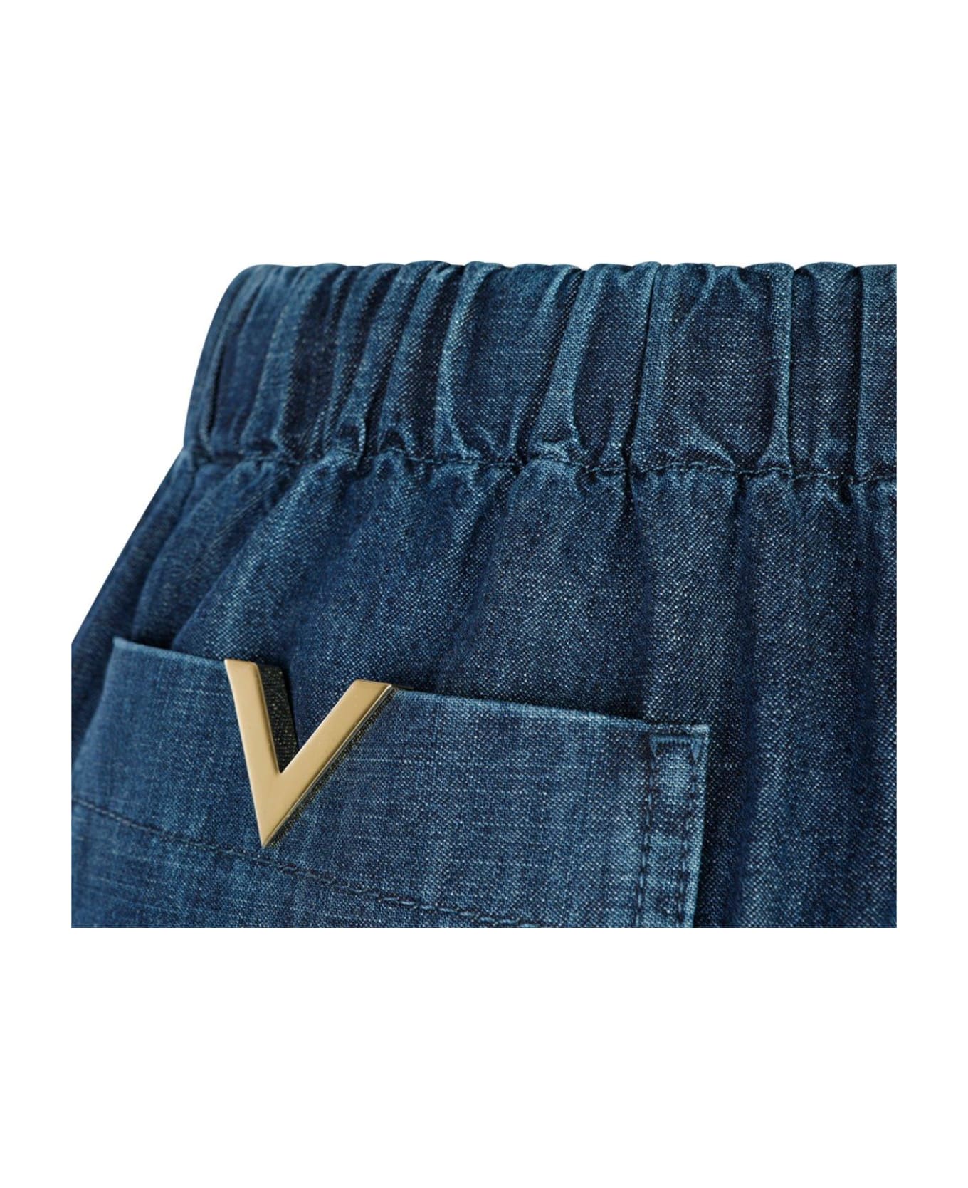 Valentino Drawstring Denim Shorts - Blue