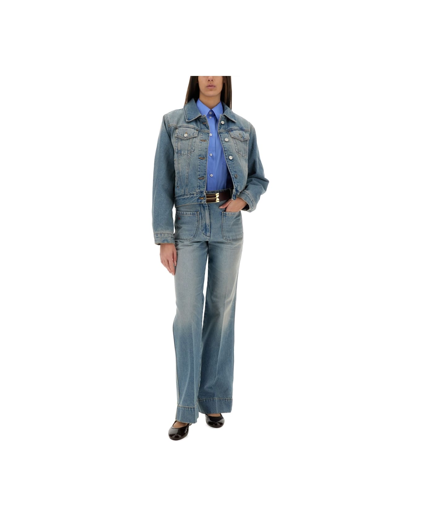 Victoria Beckham 
cropped
 Shirt - Clear Blue