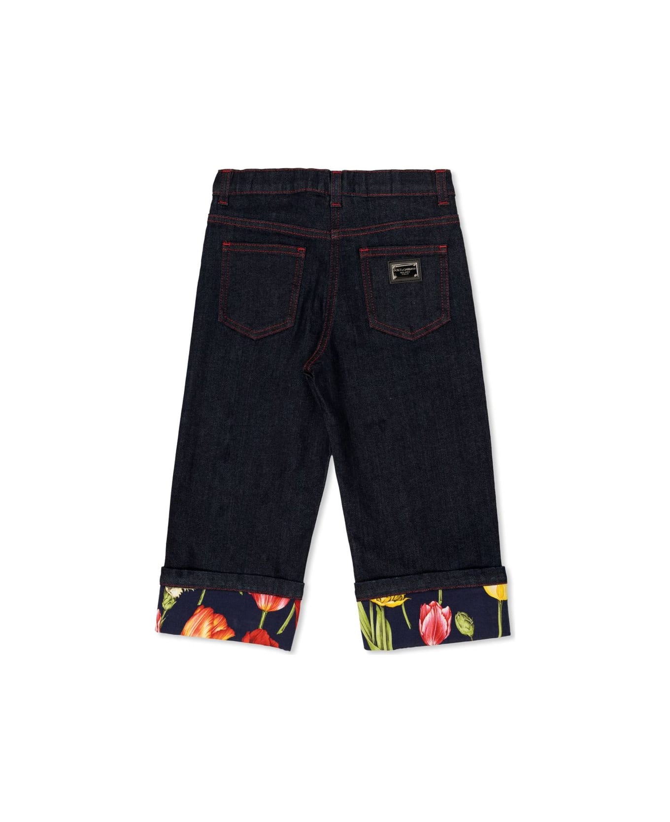 Dolce & Gabbana Floral Printed Turn-up Hem Jeans