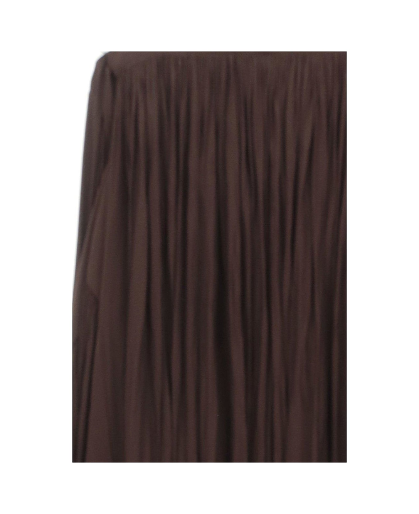 Lanvin High Waist Asymmetric Gathered Maxi Skirt - CACAO
