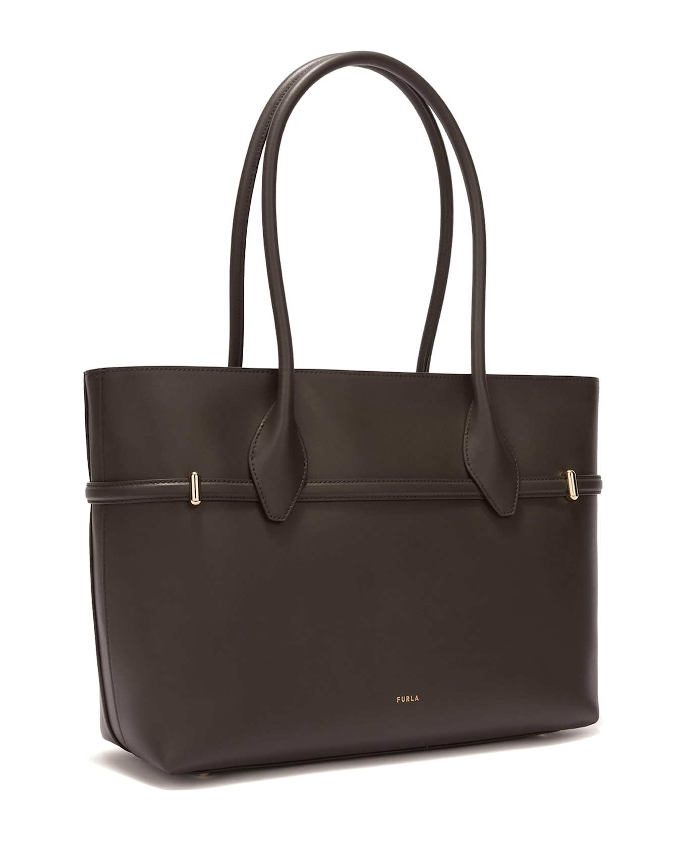 Furla Shopping Bag Goccia L Choco In Leather - CIOCCOLATO