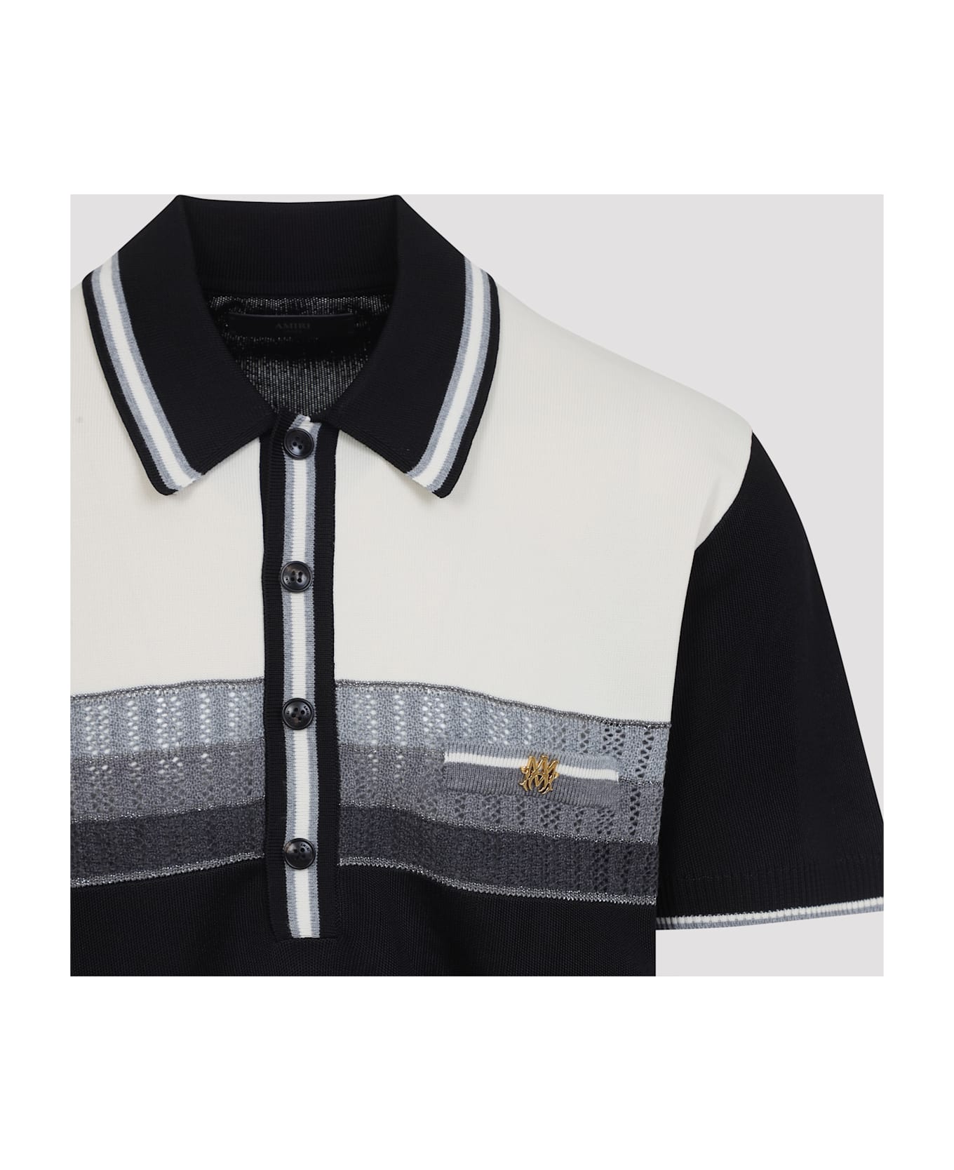 AMIRI Ma Striped Polo - Black