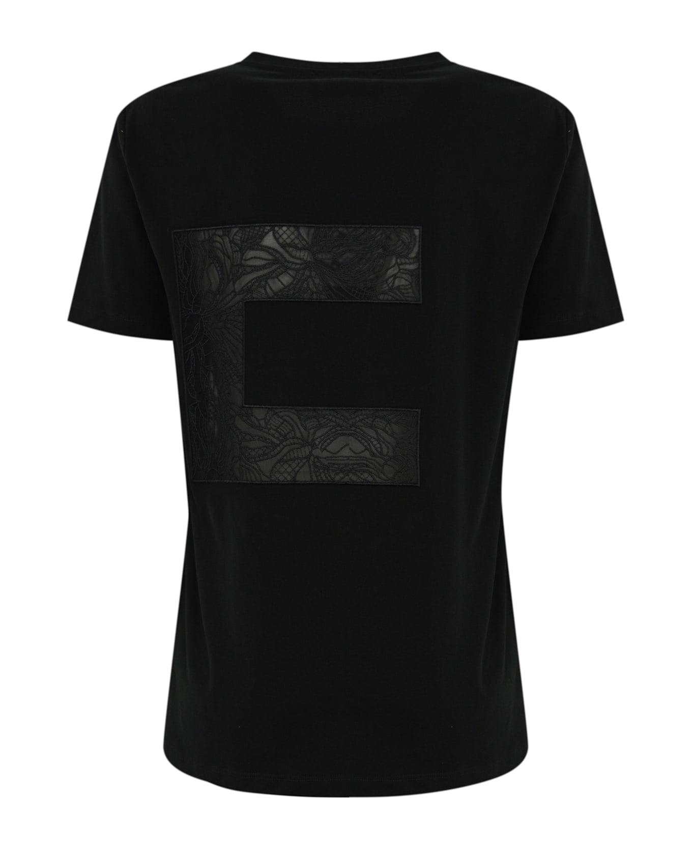 Elisabetta Franchi Jersey T-shirt With Macro Voile Logo - Black