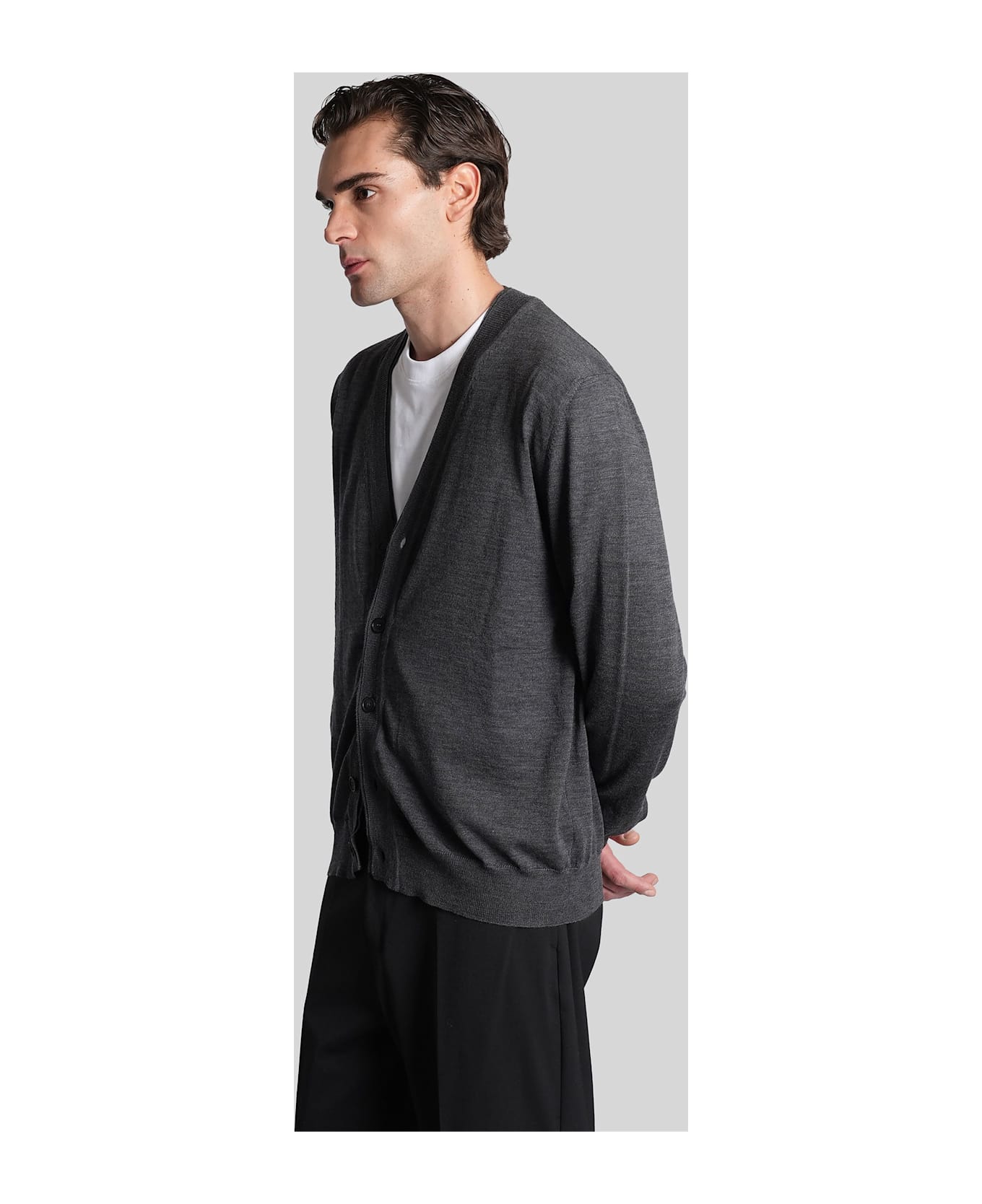 Mauro Grifoni Cardigan In Grey Wool - grey