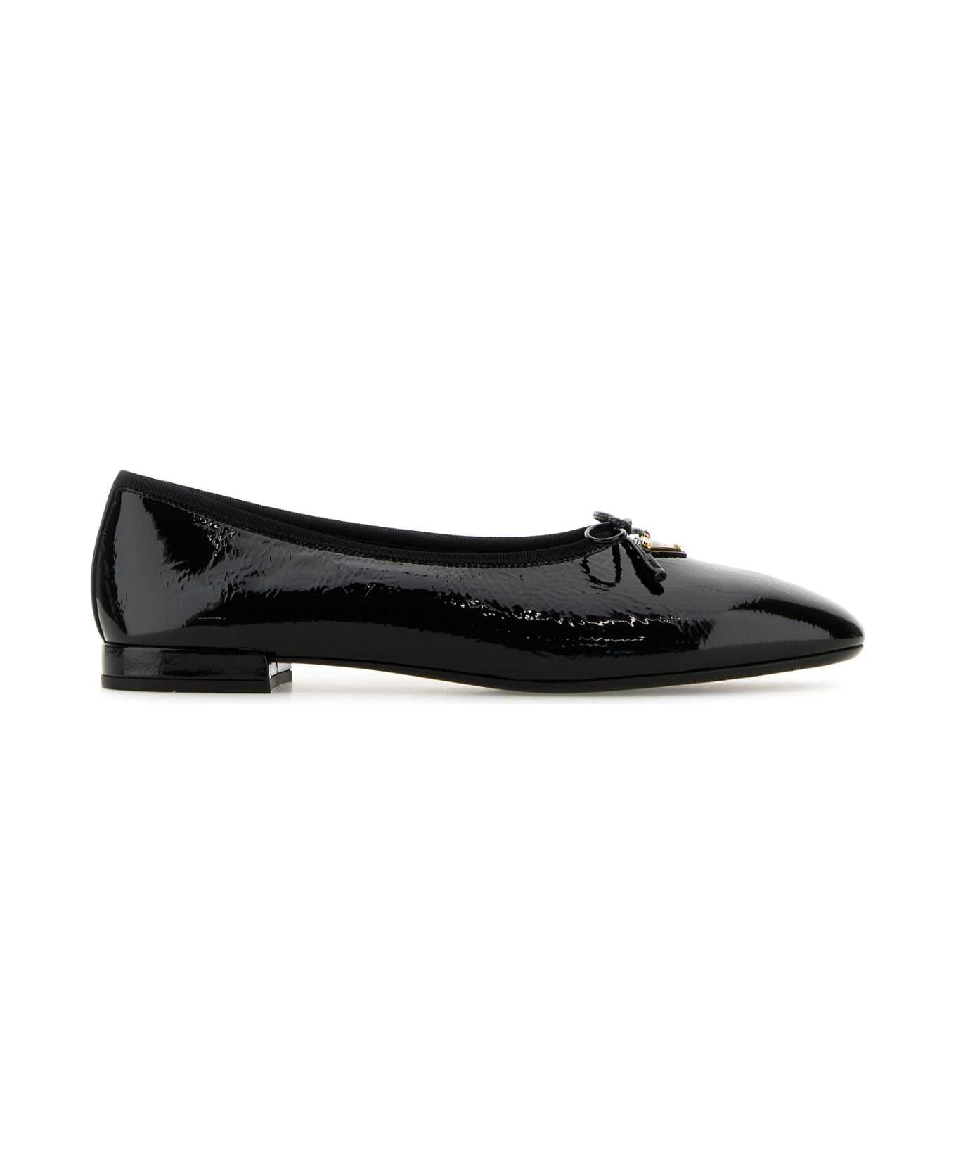 Prada Black Leather Ballerinas - NERO