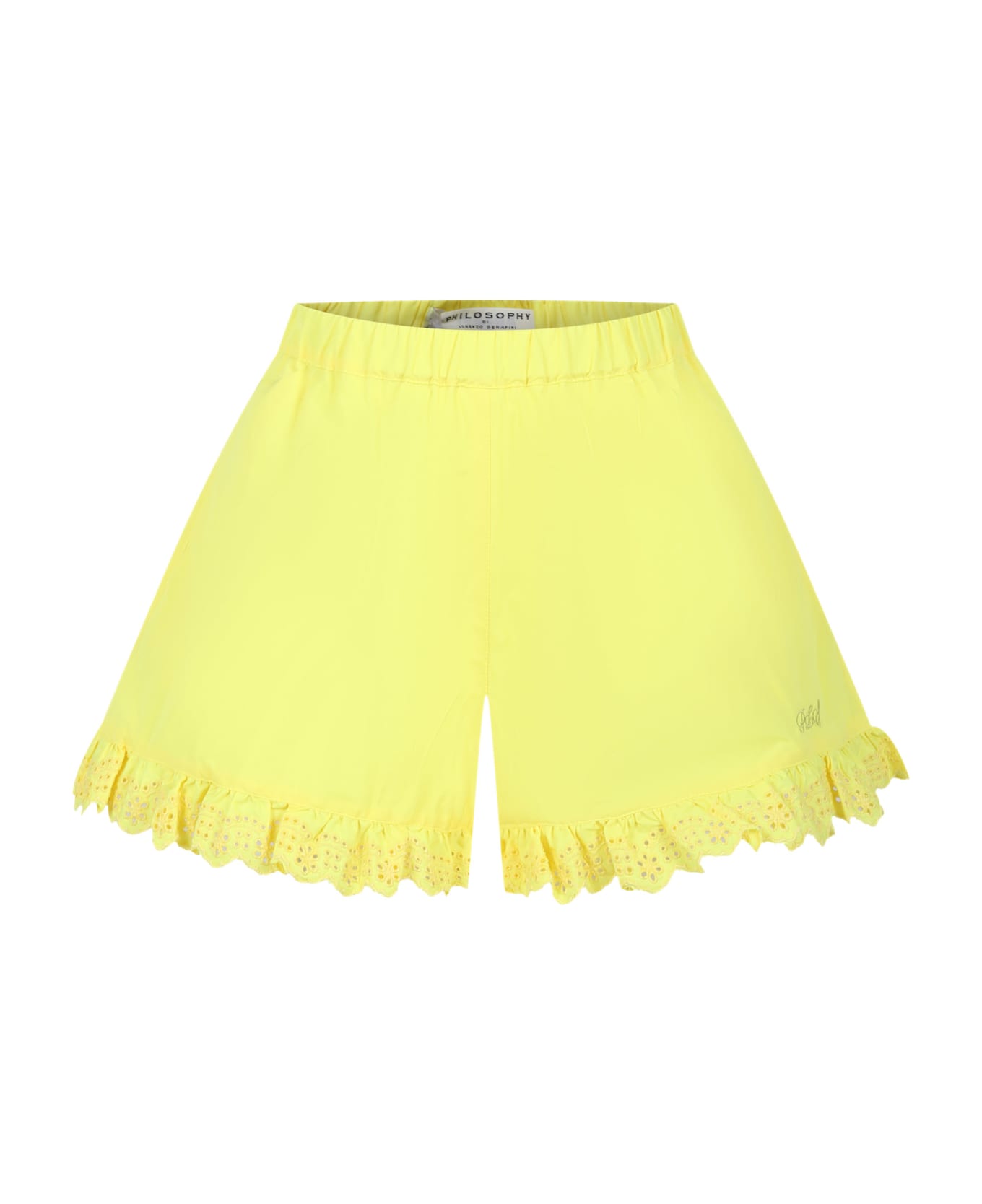 Philosophy di Lorenzo Serafini Kids Yellow Shorts For Girl With Logo - Yellow ボトムス
