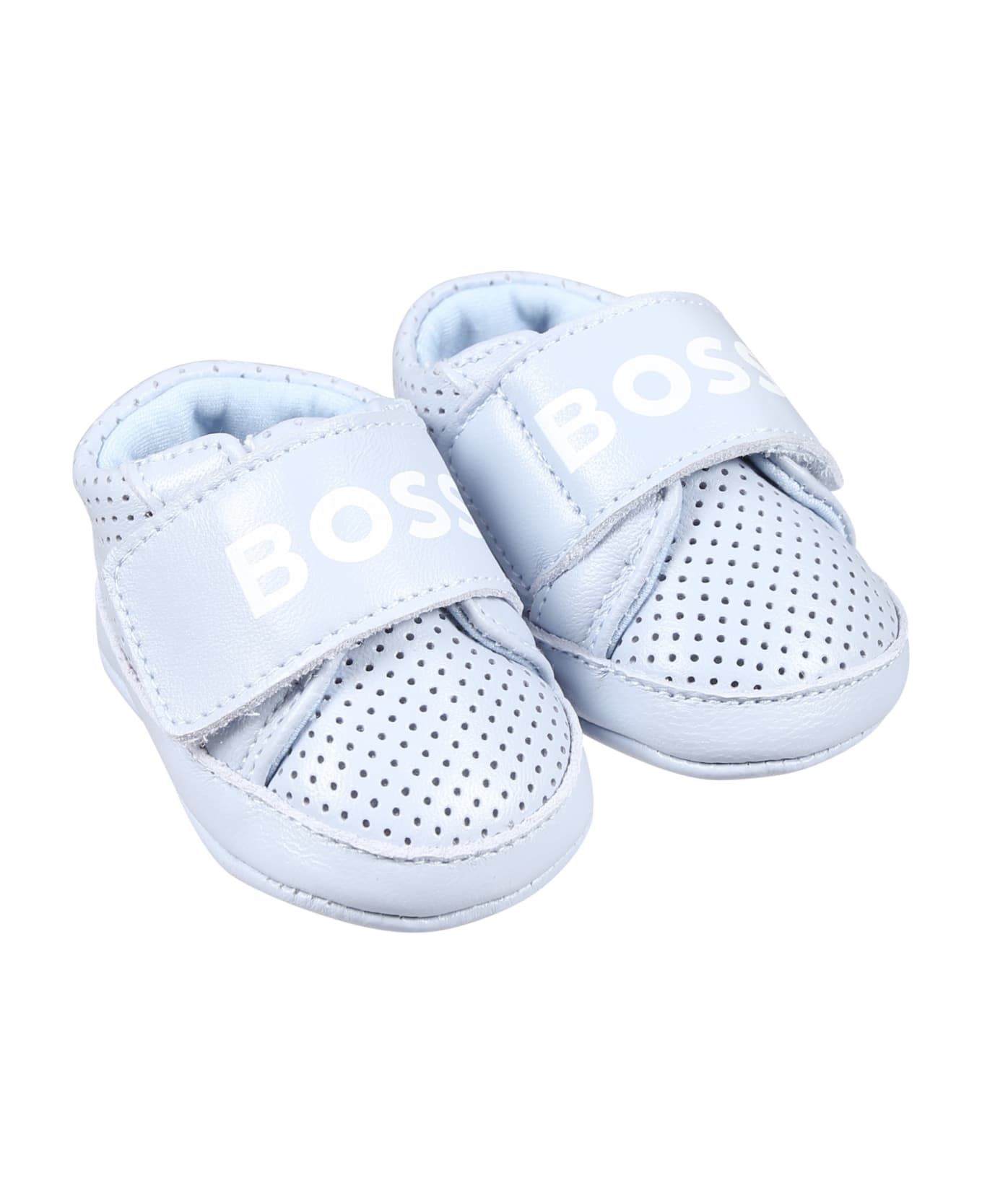 Hugo Boss Sneakers Celesti Per Neonato Con Logo - Light Blue シューズ