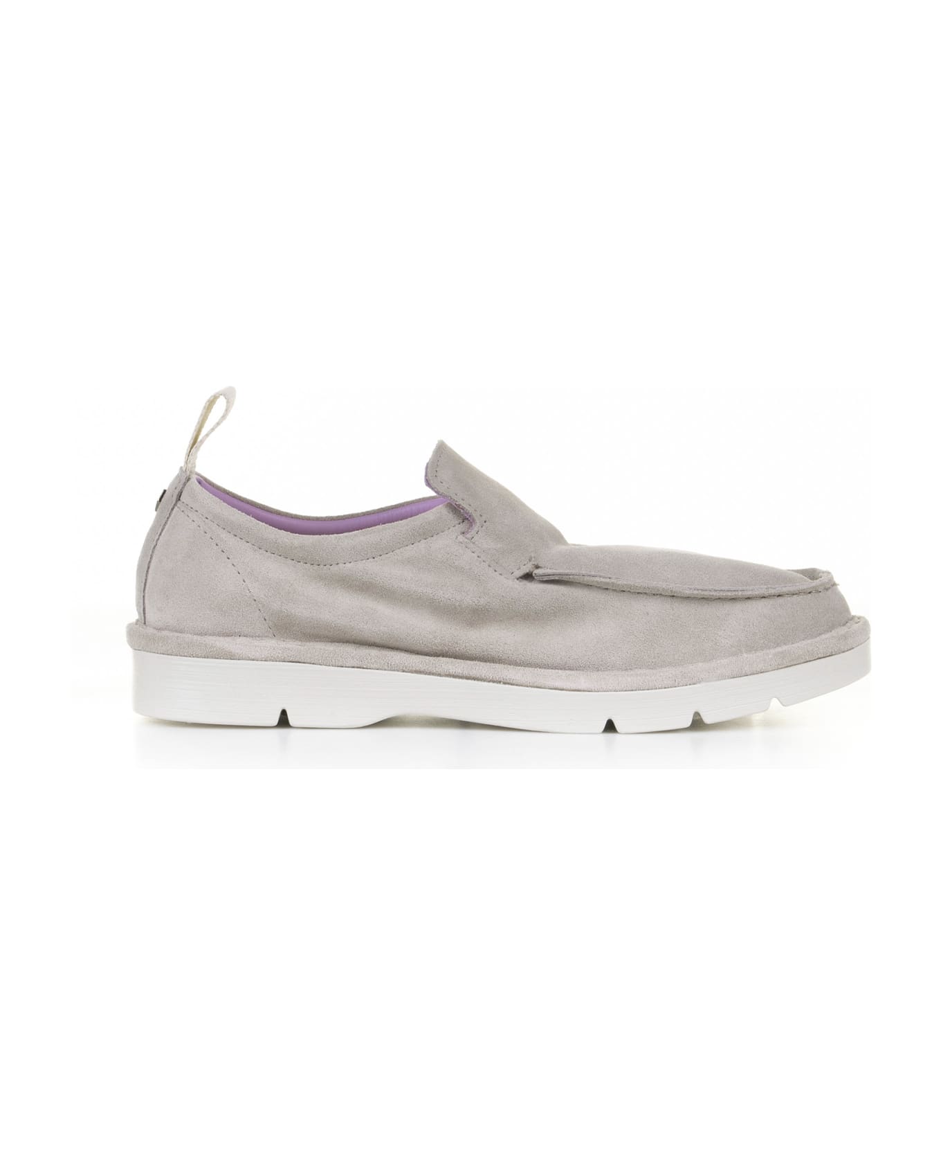 Panchic Gray Suede Moccasin - FOG フラットシューズ
