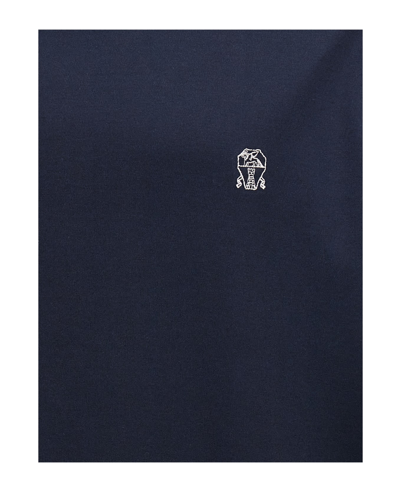 Brunello Cucinelli Logo-embroidered Crewneck T-shirt - Cobalto シャツ
