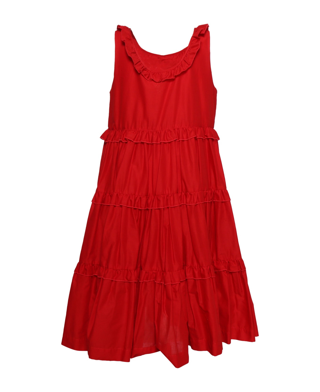 Monnalisa Flared Flounced Dress - RED