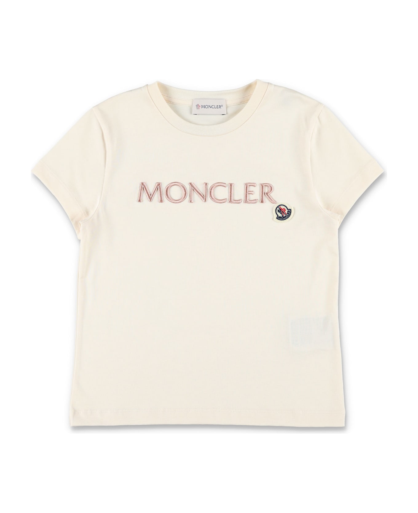 Moncler Kid - Embroidered Logo Cotton T-shirt - BEIGE