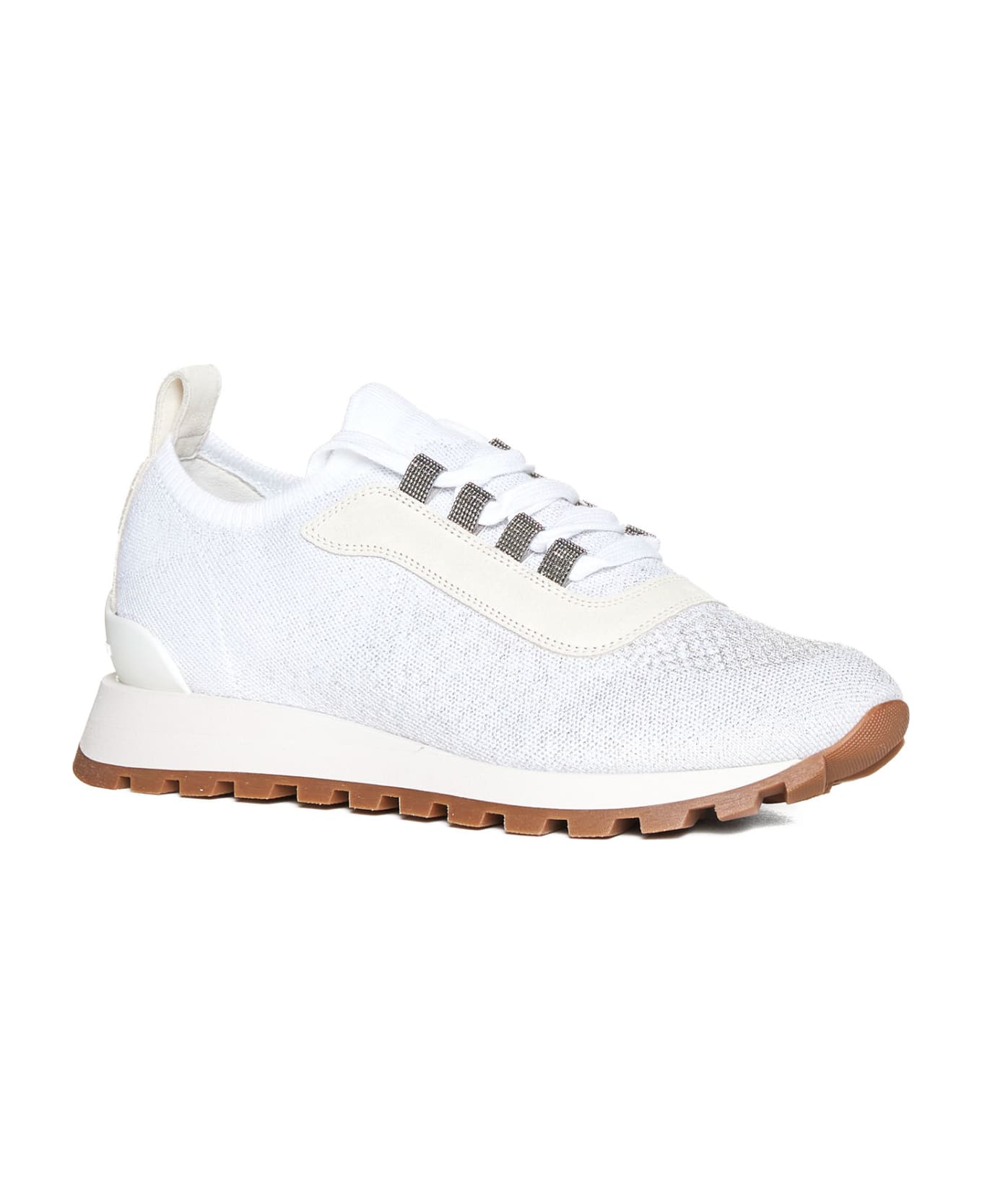 Brunello Cucinelli Knitted Lace-up Sneakers - Bianco スニーカー