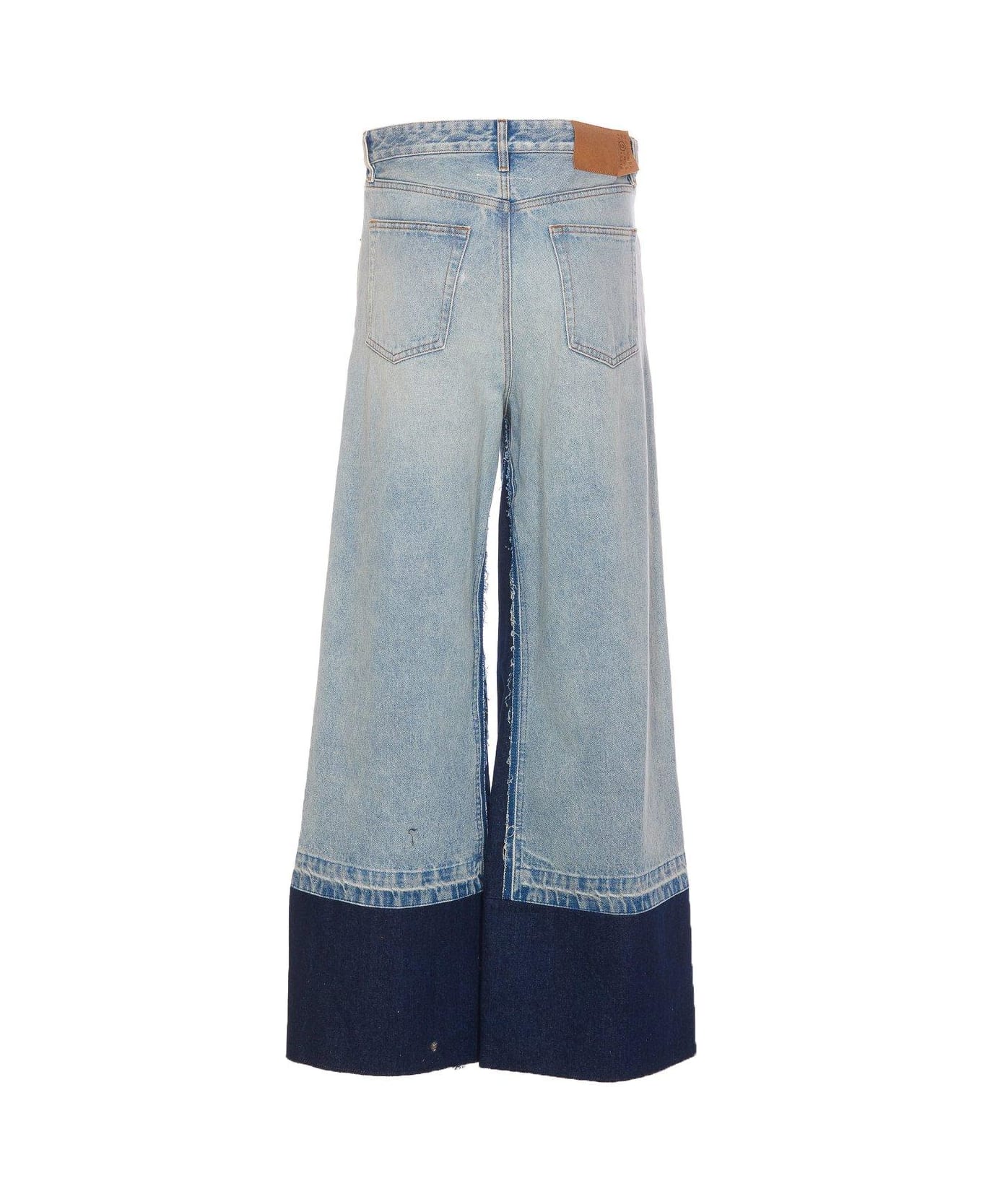 MM6 Maison Margiela Logo Patch Panelled Jeans - BLUE