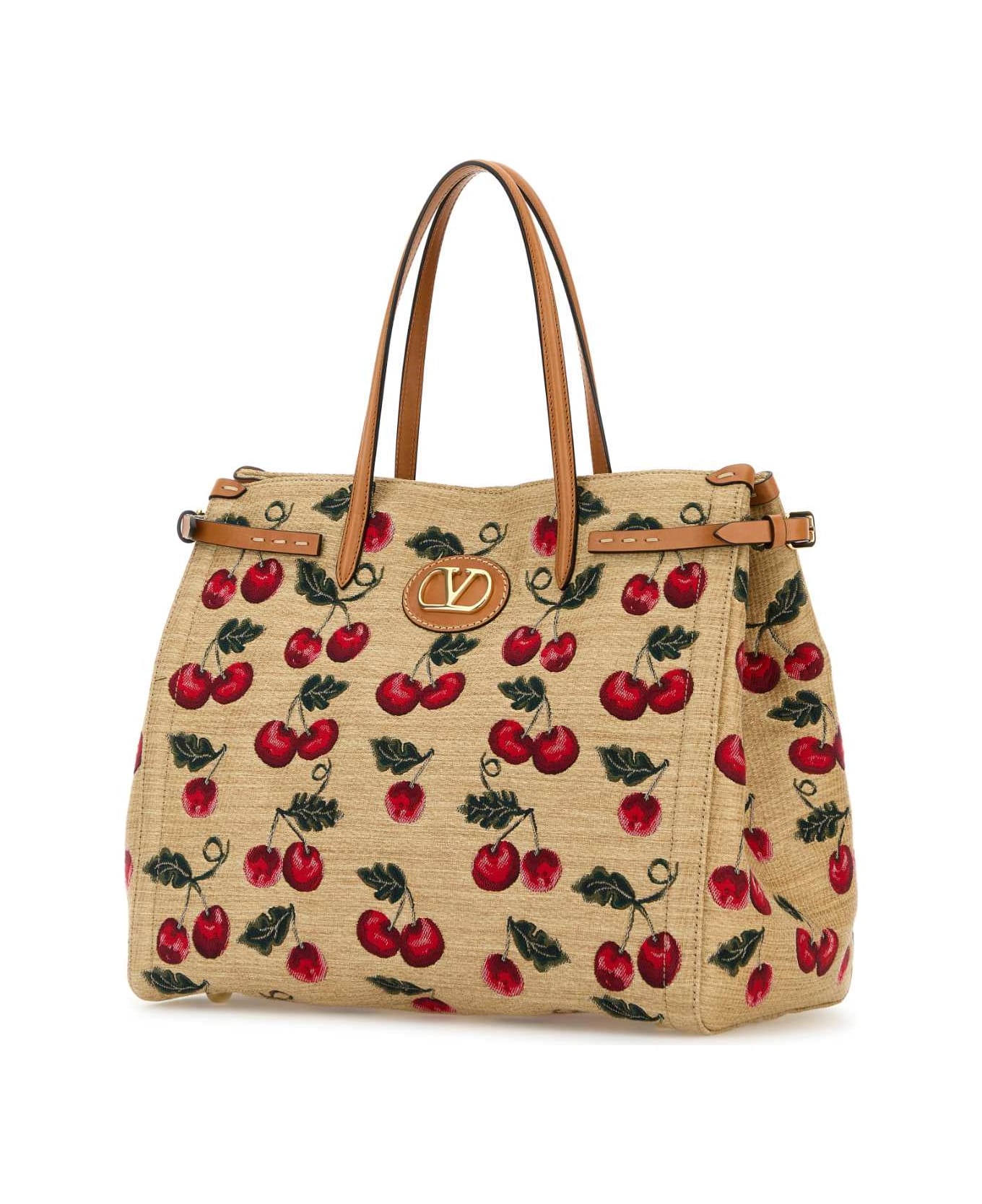 Valentino Garavani Embroidered Raffia Antibes Handbag - NATURALEMULTICOLORNATURALCAMEL
