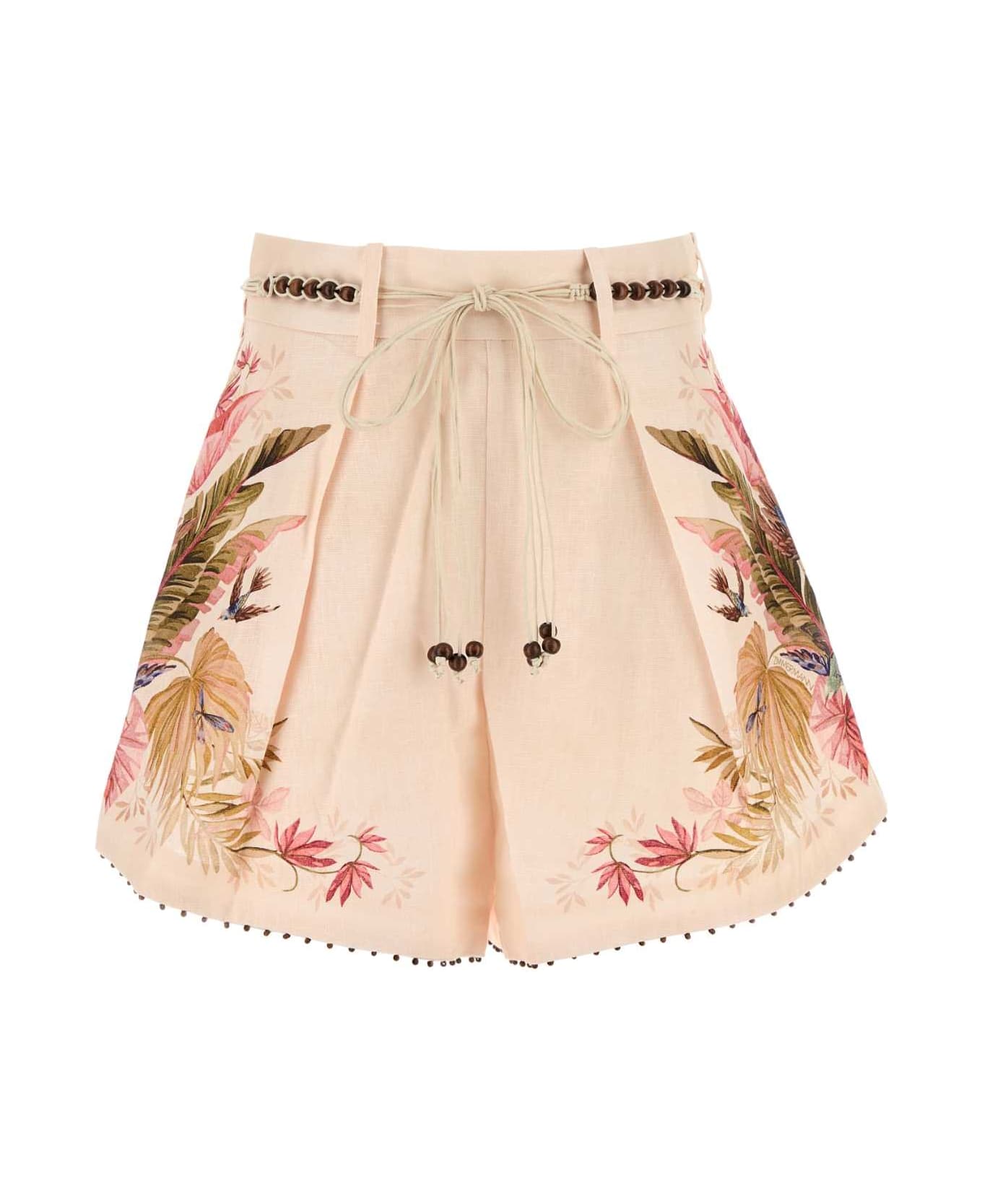 Zimmermann Printed Linen Ascension Shorts - CREAMPALMFLORAL
