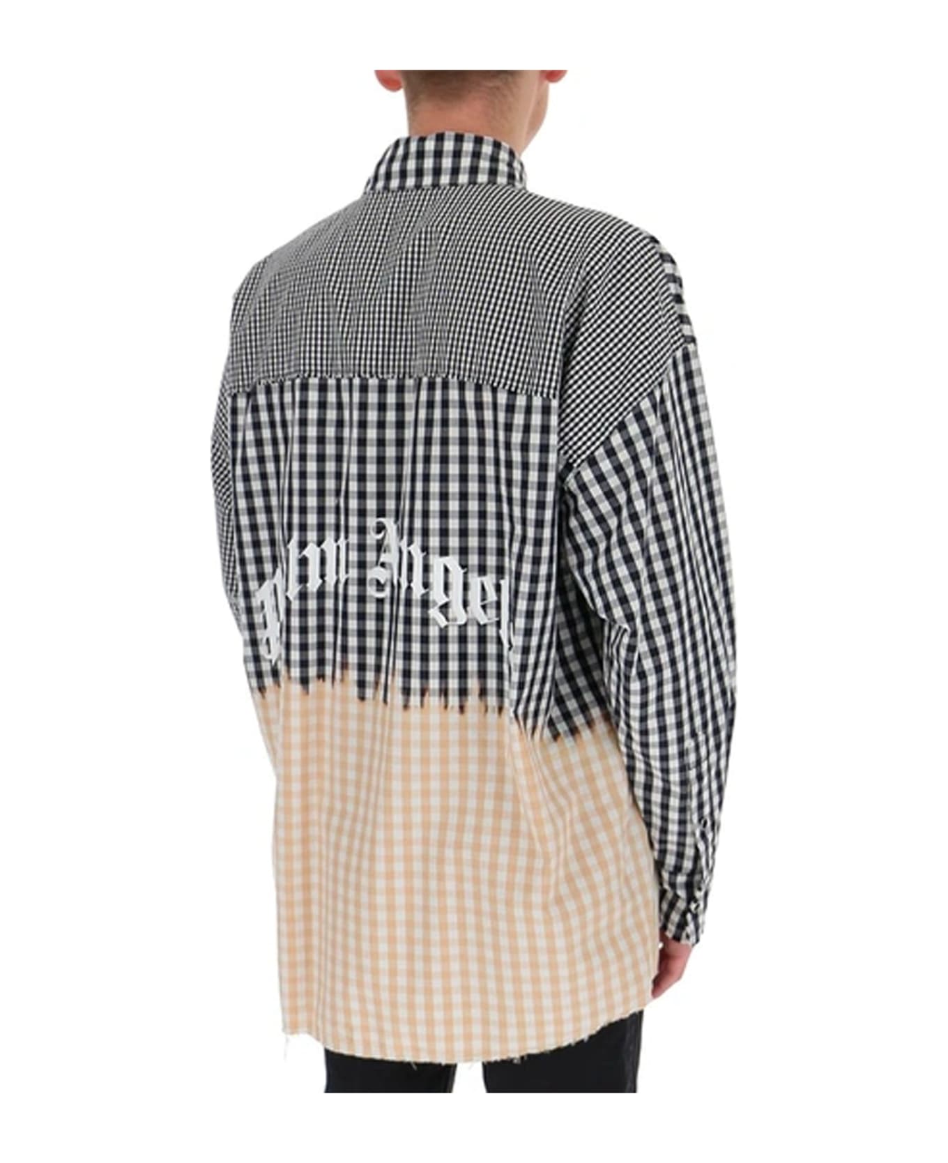 Palm Angels Bleached Effect Checked Shirt - Black