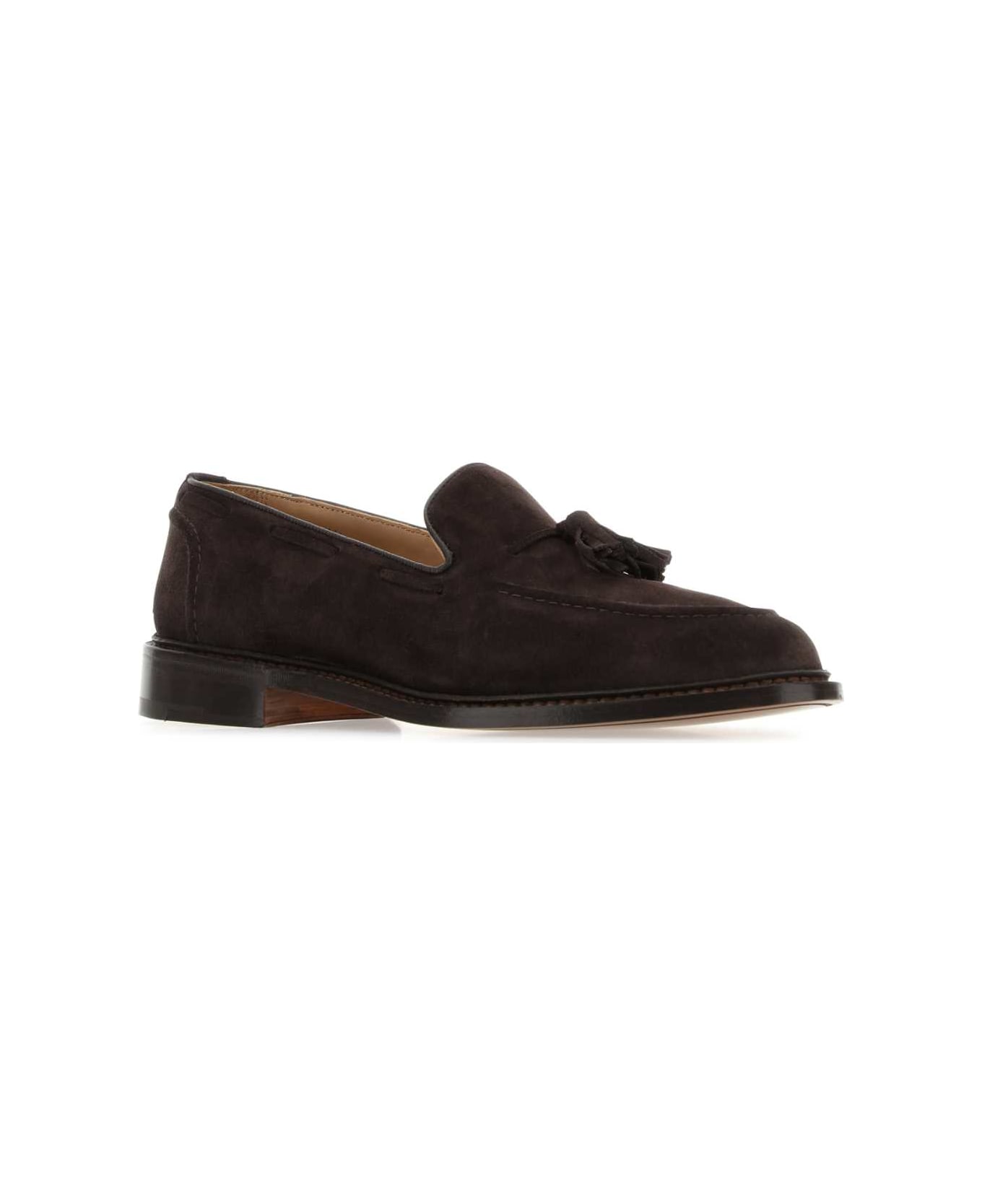 Tricker's Brown Suede Elton Loafers - COFFEE