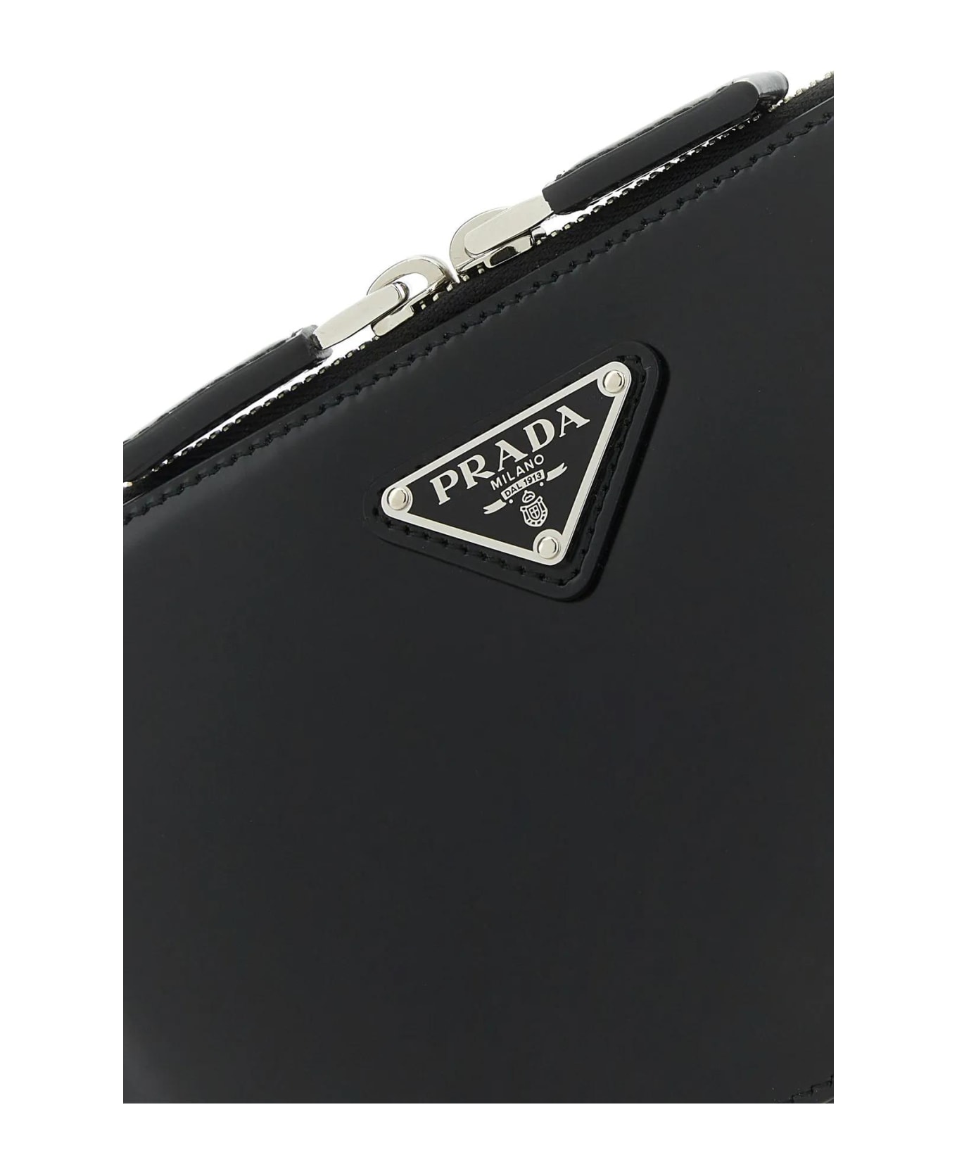 Prada Black Leather Brique Crossbody Bag - Nero
