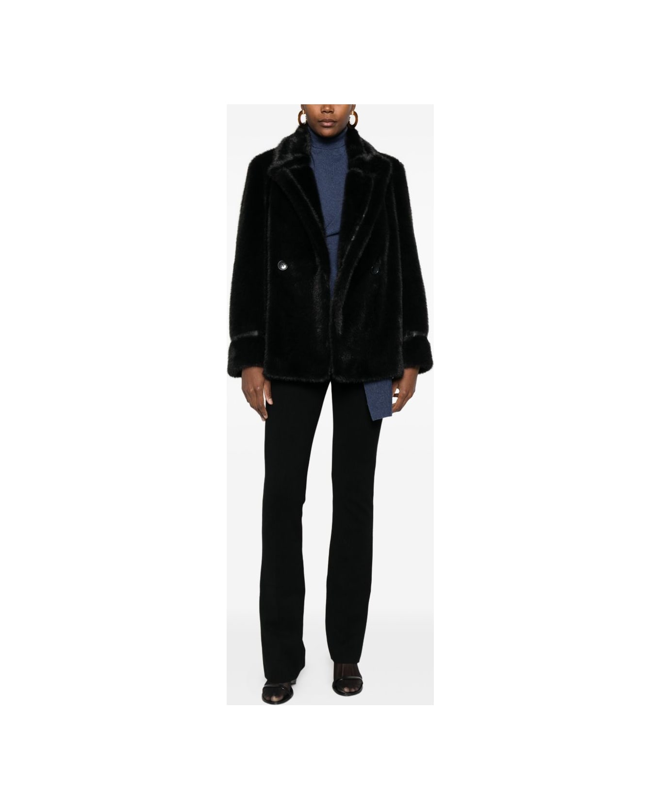 TwinSet Coats Black - Black