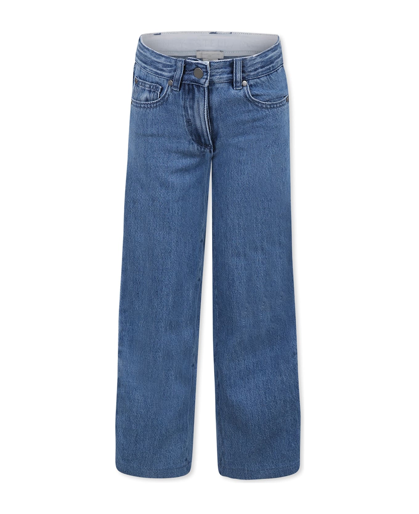 Stella McCartney Kids Blue Jeans For Girl With Multicolor Logo - Denim