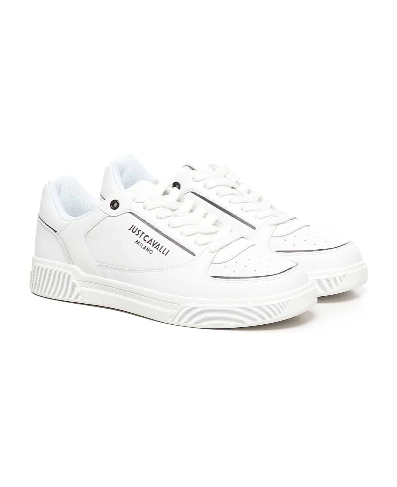 Just Cavalli Leather Logo Sneaker - White