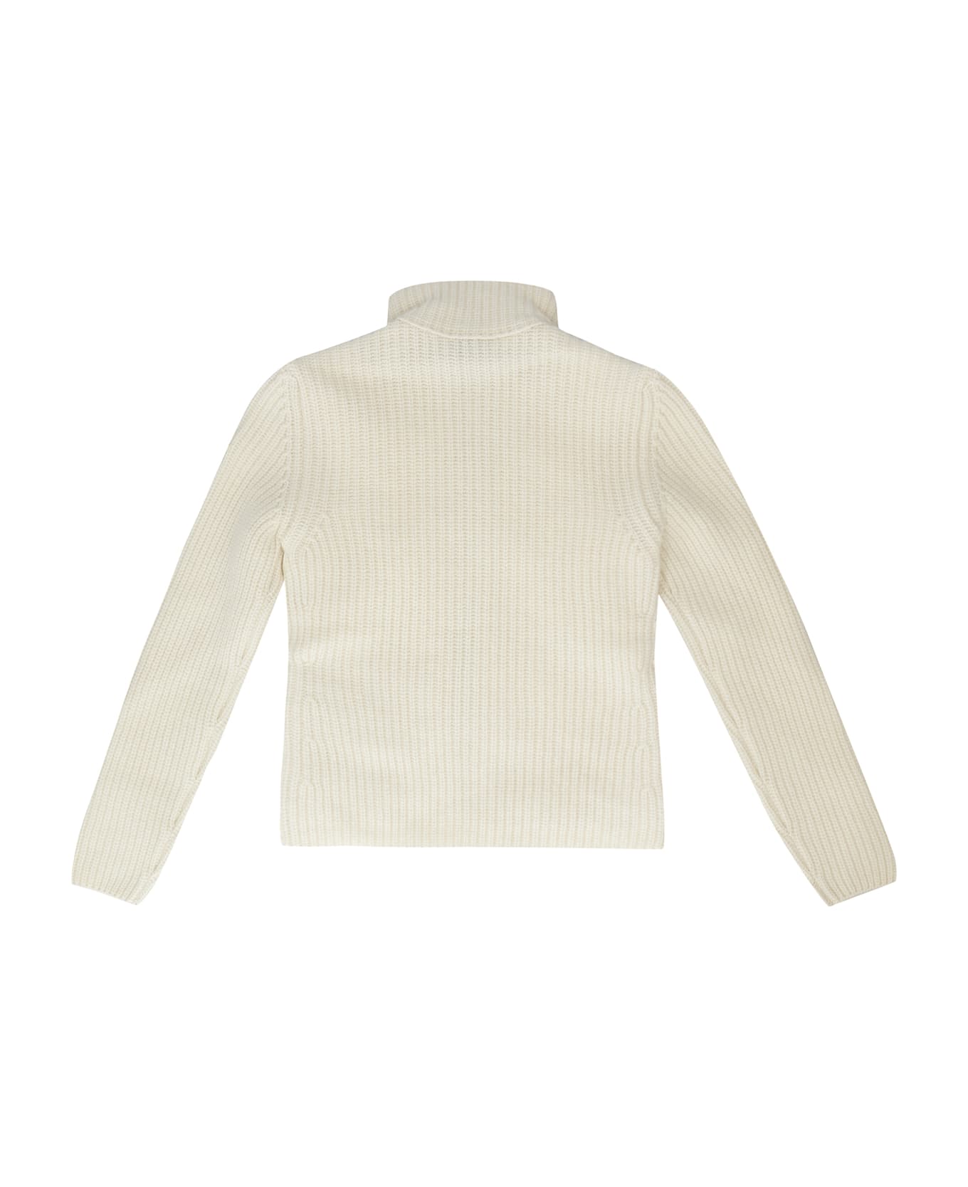 Moncler Cardigan With Padded Front Panel - panna