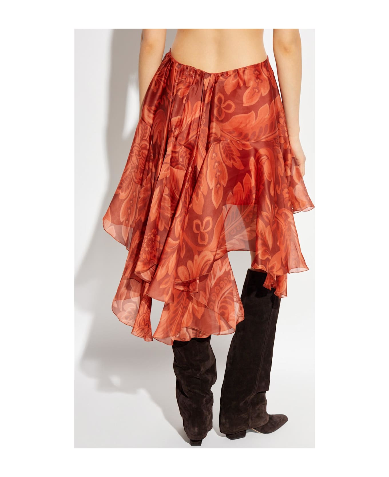 Etro Silk Asymmetrical Skirt - ORANGE