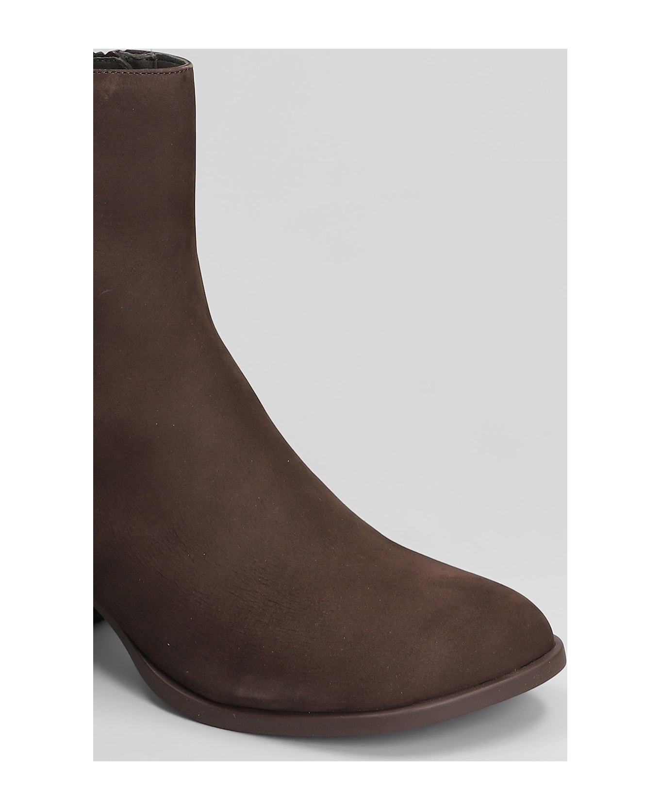 Camper Kora High Heels Ankle Boots In Brown Nubuck - brown