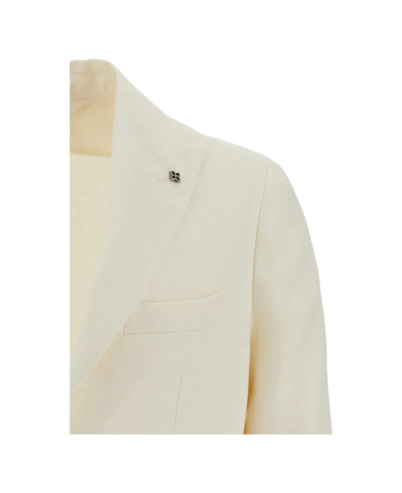 Tagliatore White Single-breasted Blazer In Wool Blend Man - White